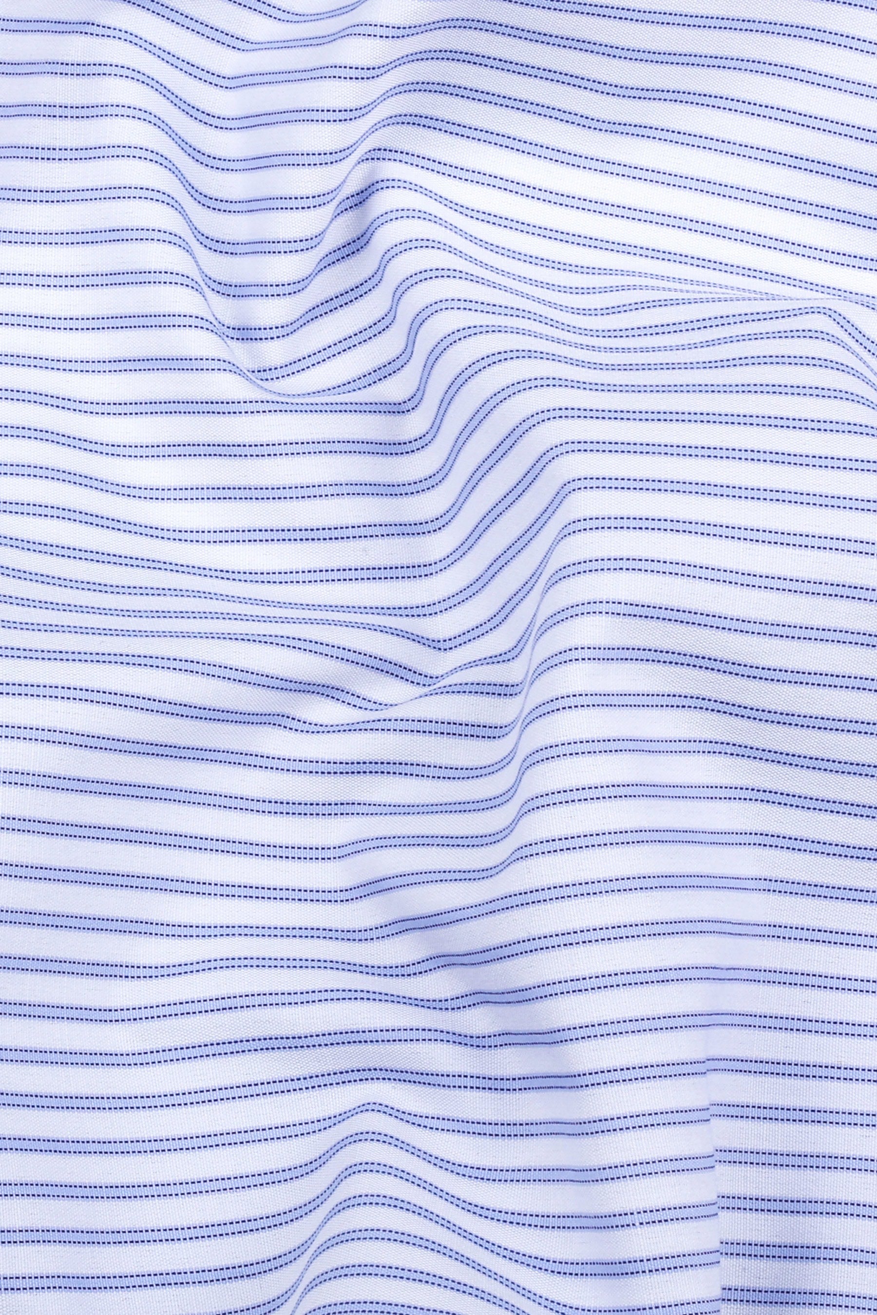 White with blue regency stripe cotton shirt