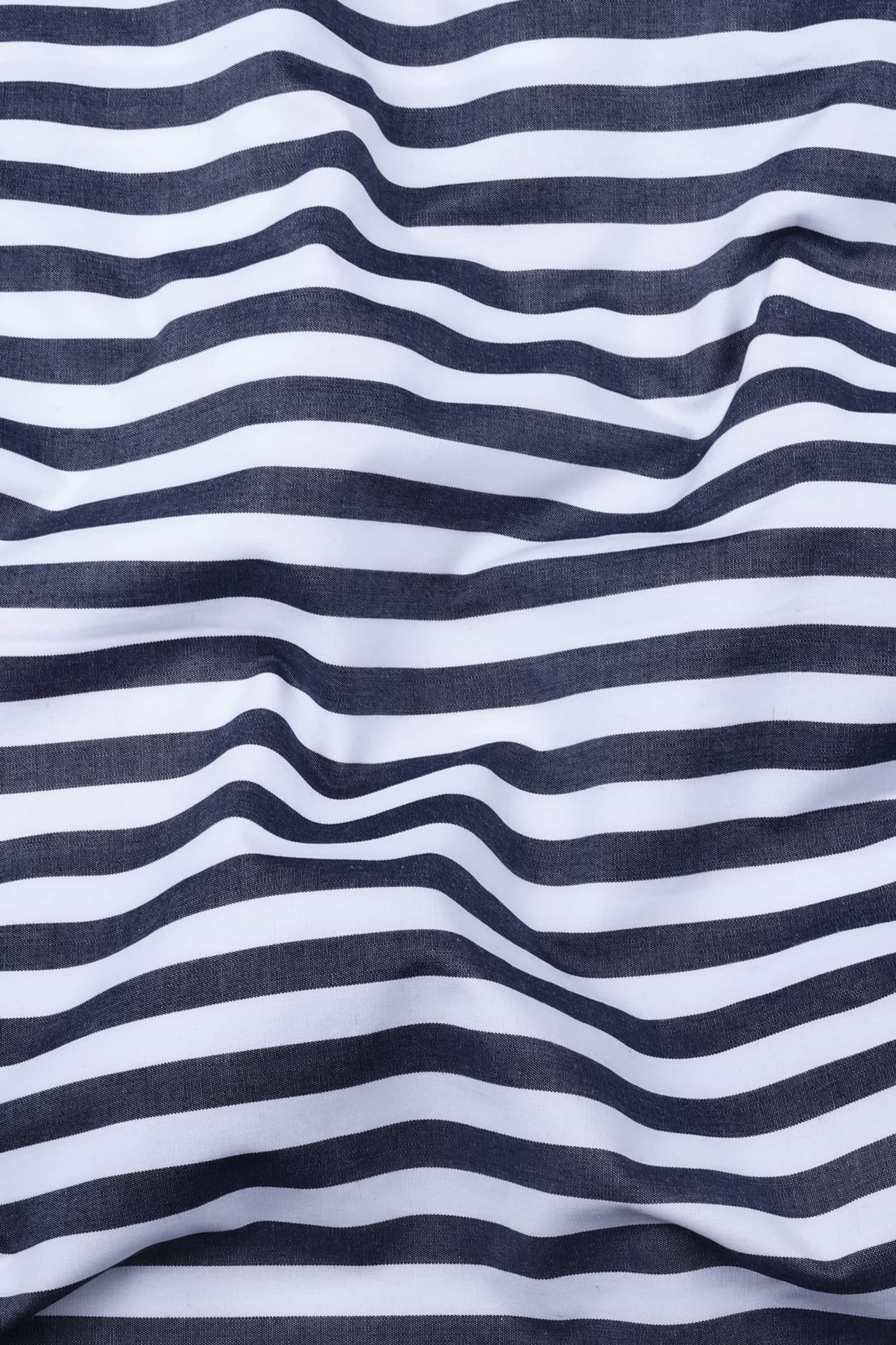 White with grey awning stripe cotton shirt