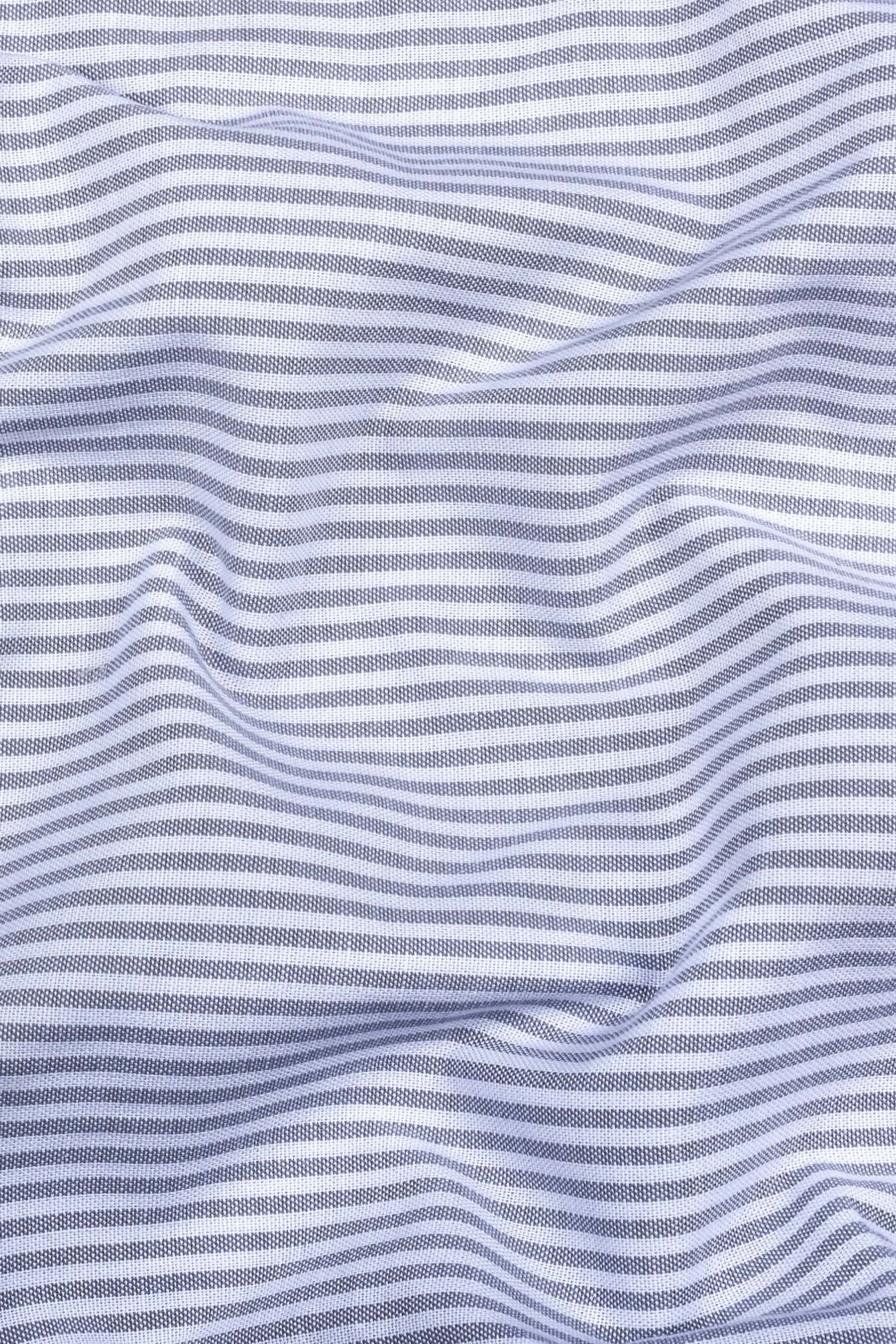 White with grey oxford stripe cotton shirt