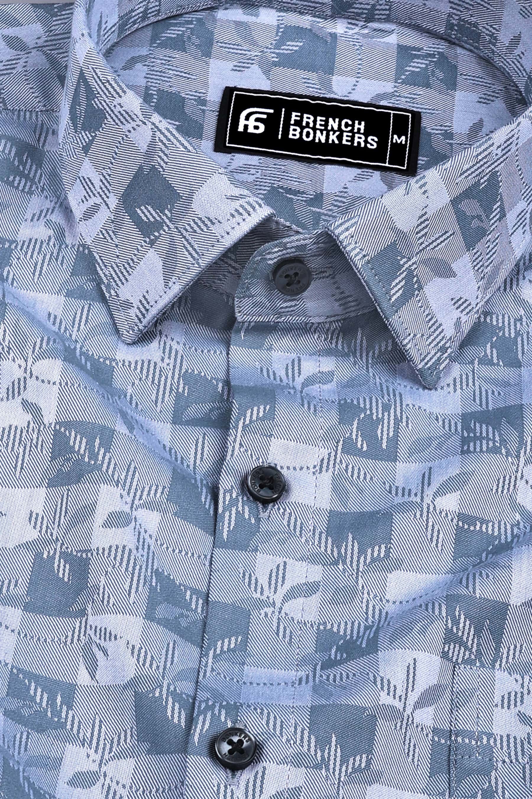 Grey floral printed jacquard cotton shirt