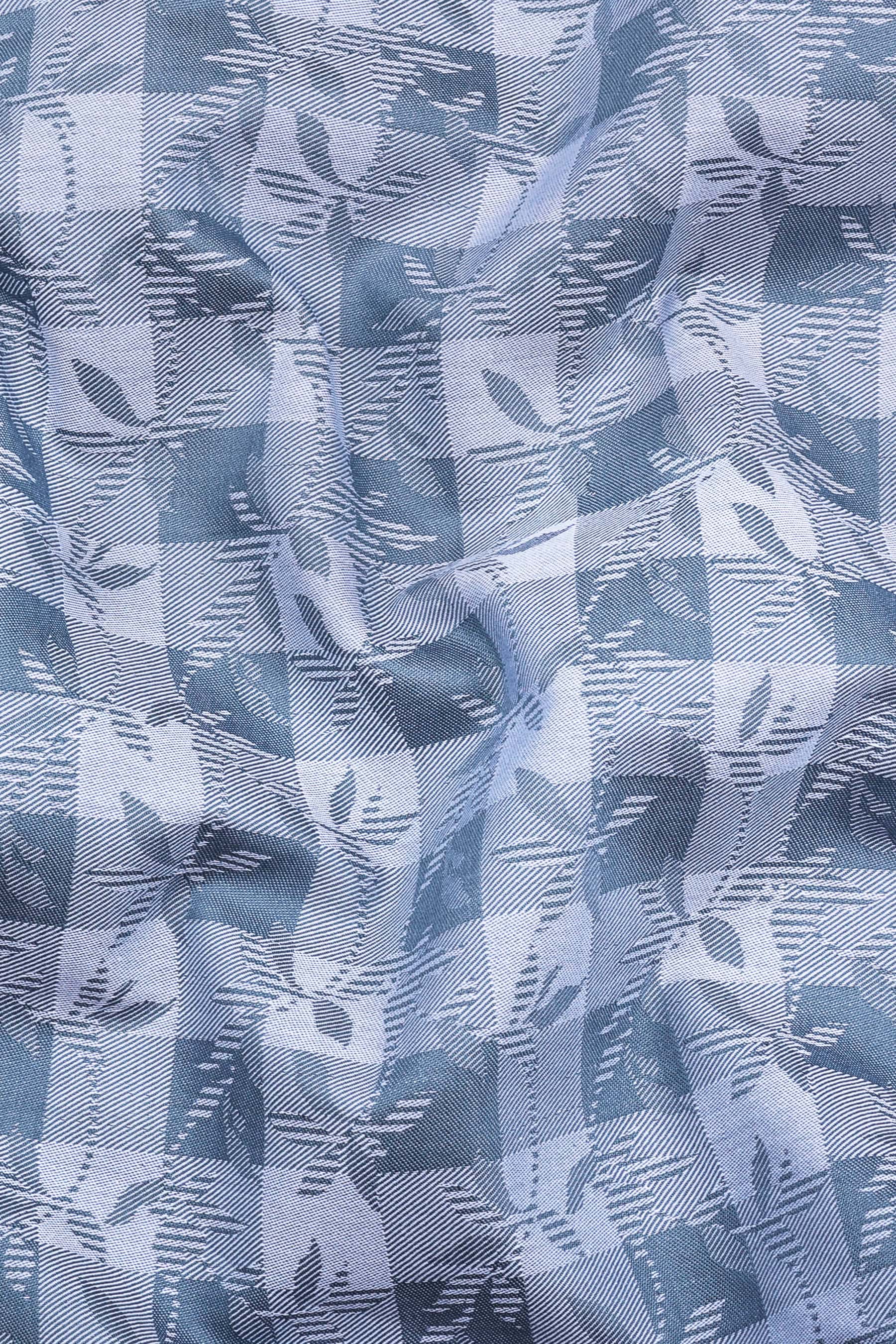 Grey floral printed jacquard cotton shirt