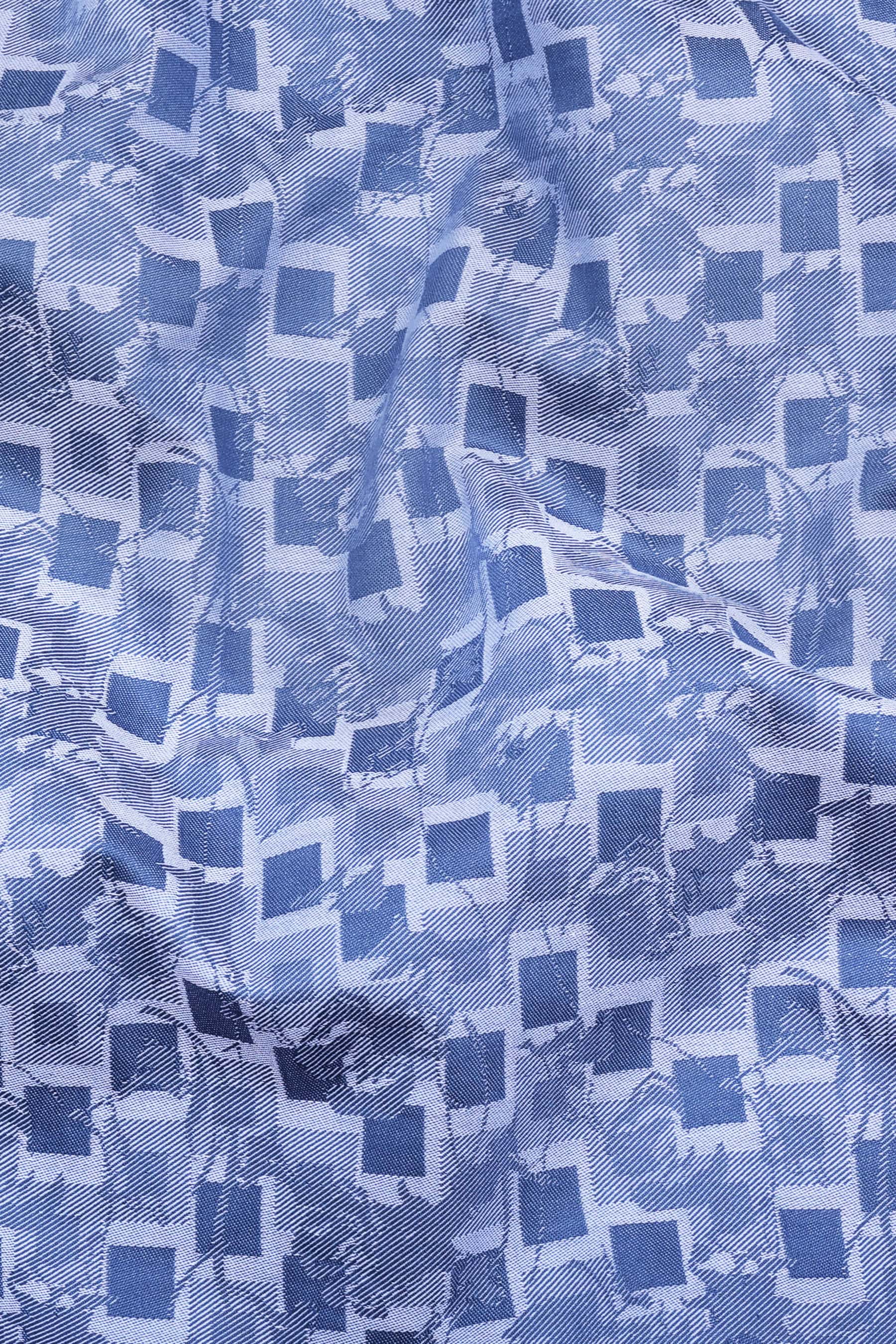 Slate grey floral printed jacquard cotton shirt