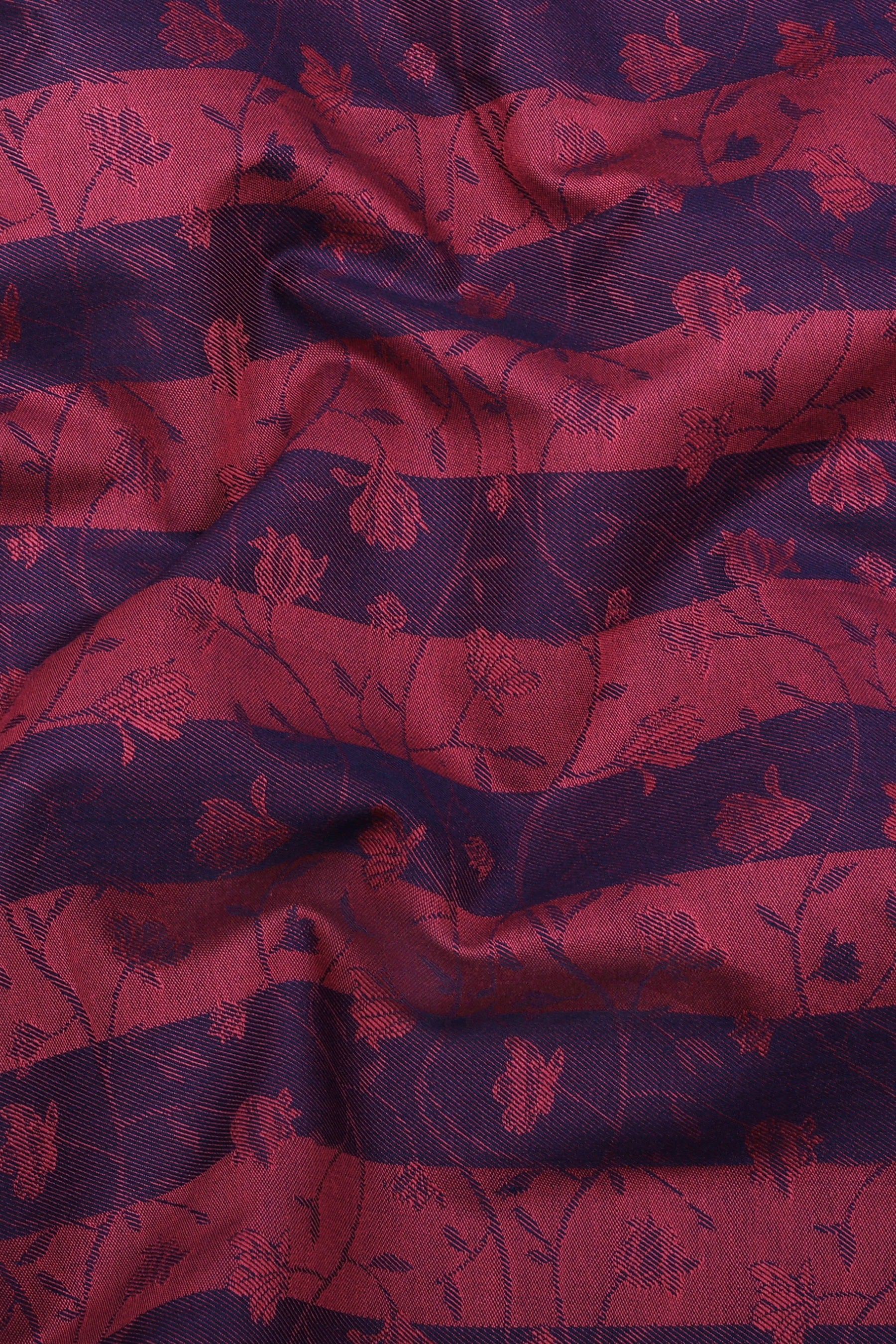 Rusty red floral printed jacquard cotton shirt