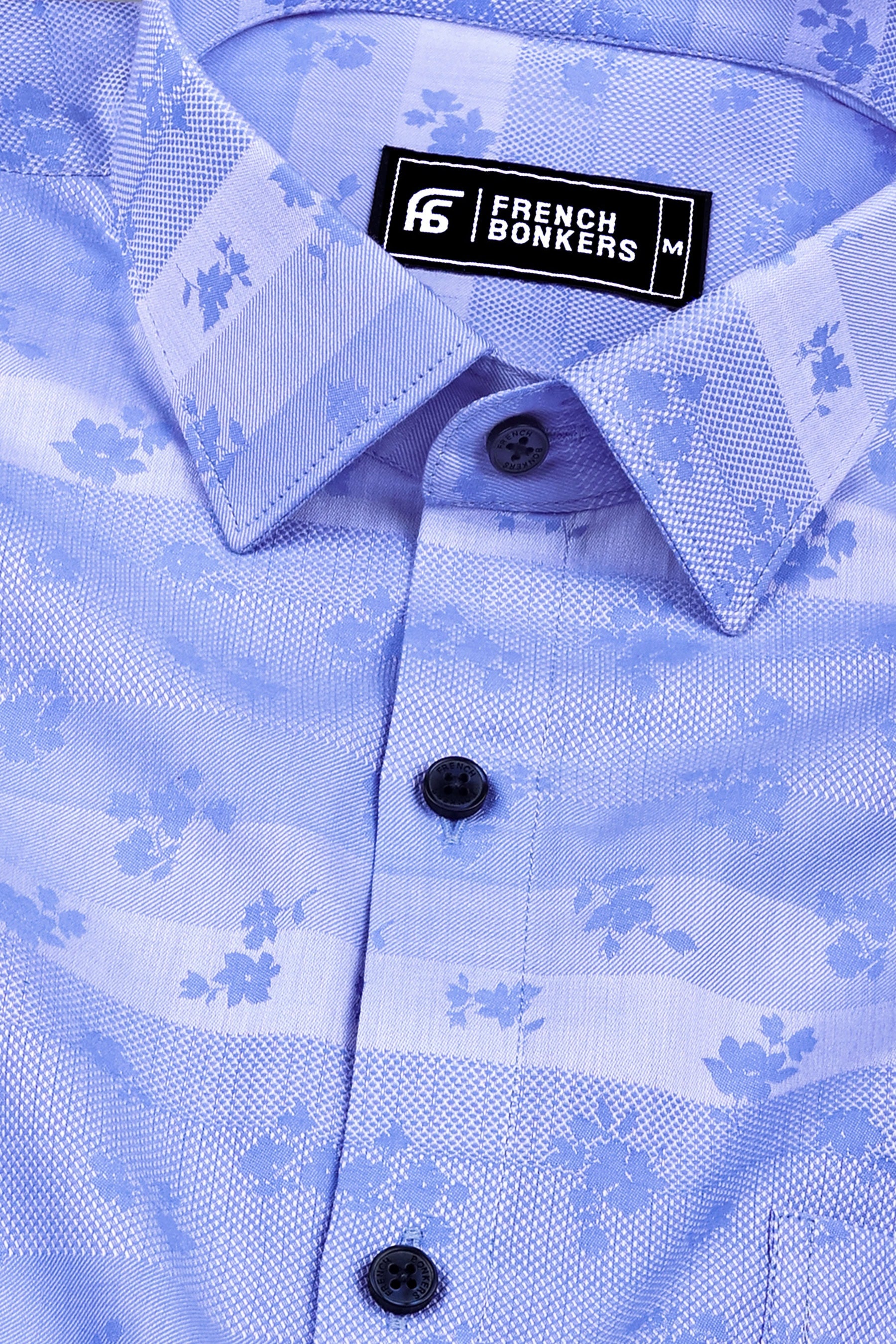 Lavender floral printed jacquard cotton shirt