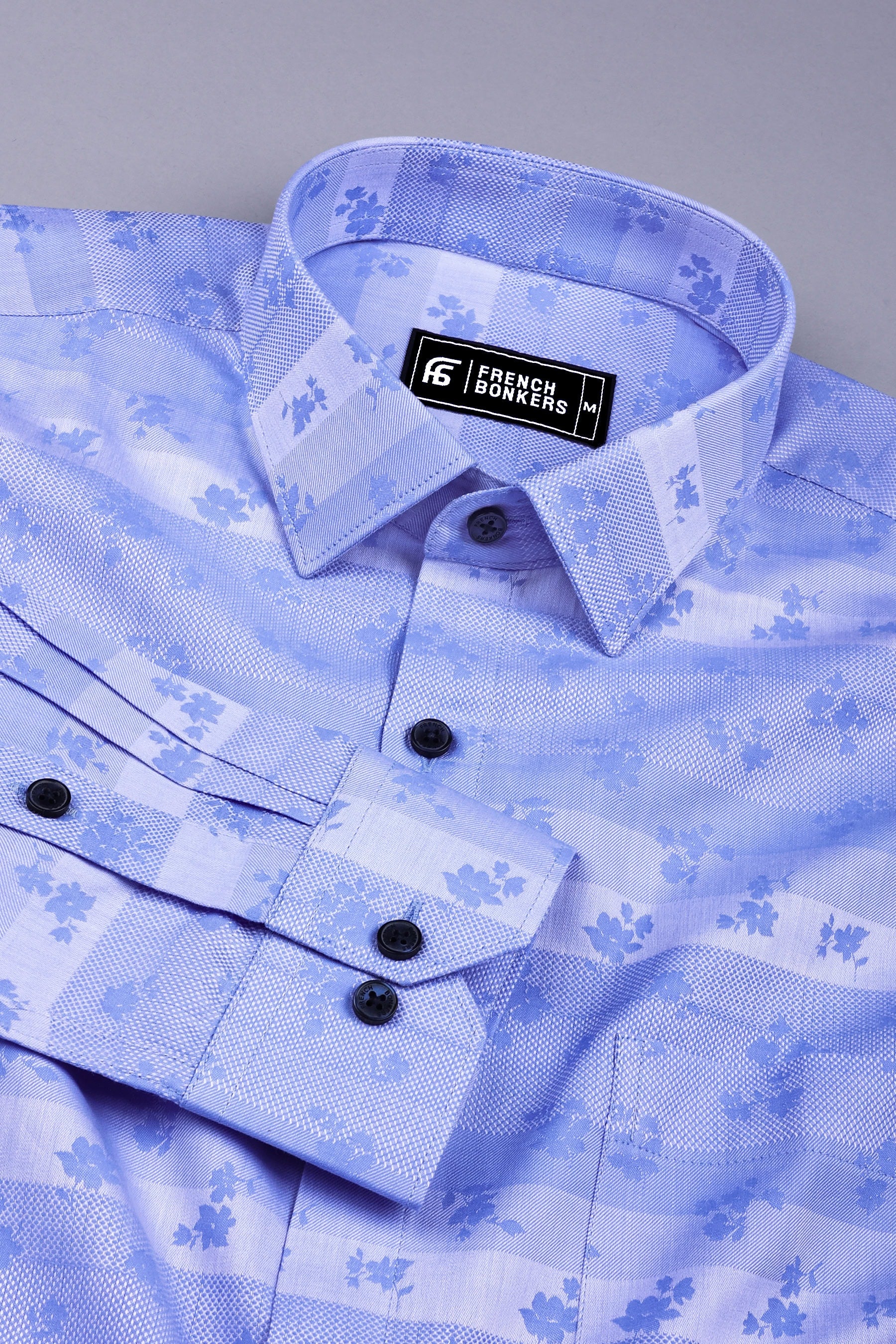 Lavender floral printed jacquard cotton shirt