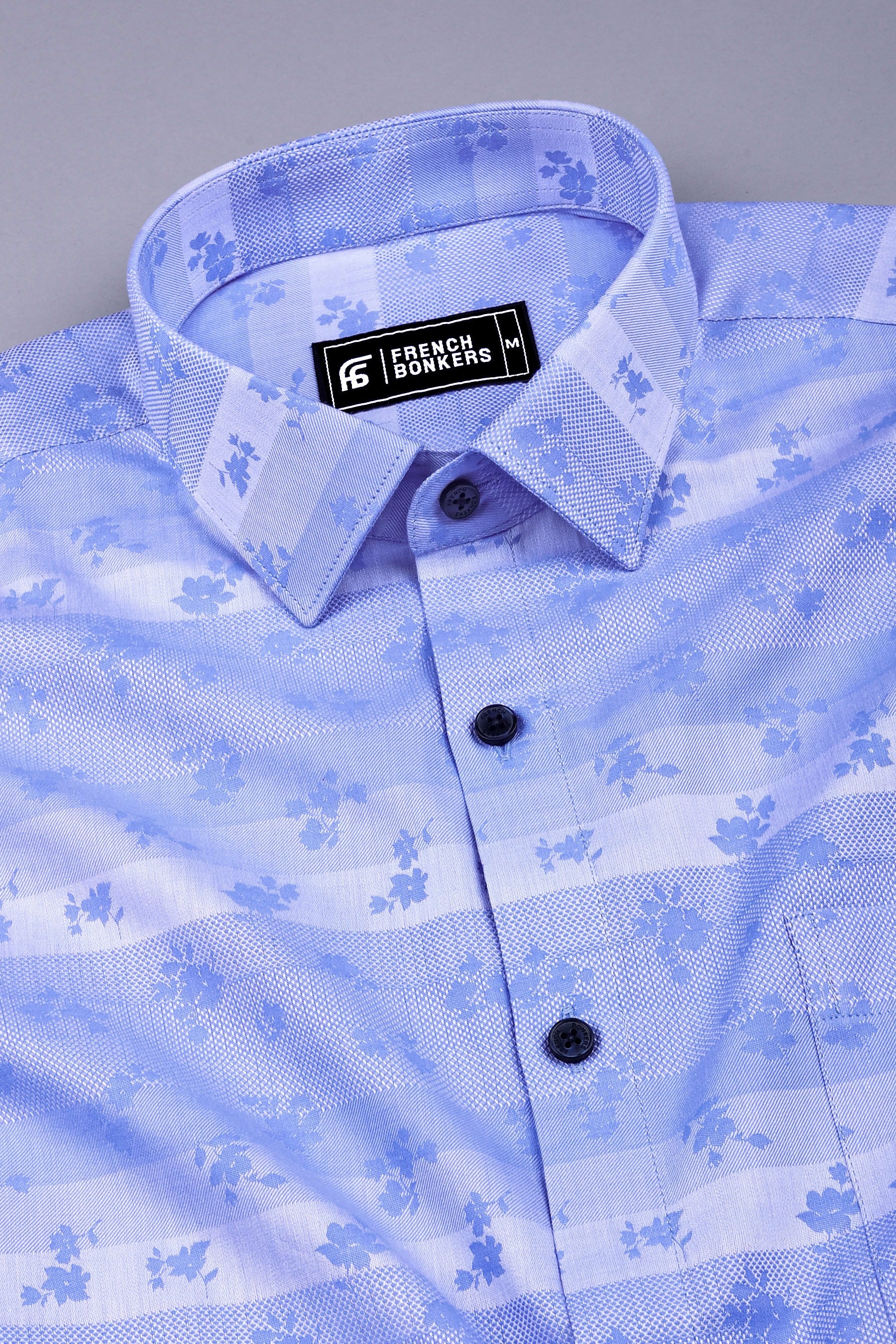 Lavender floral printed jacquard cotton shirt