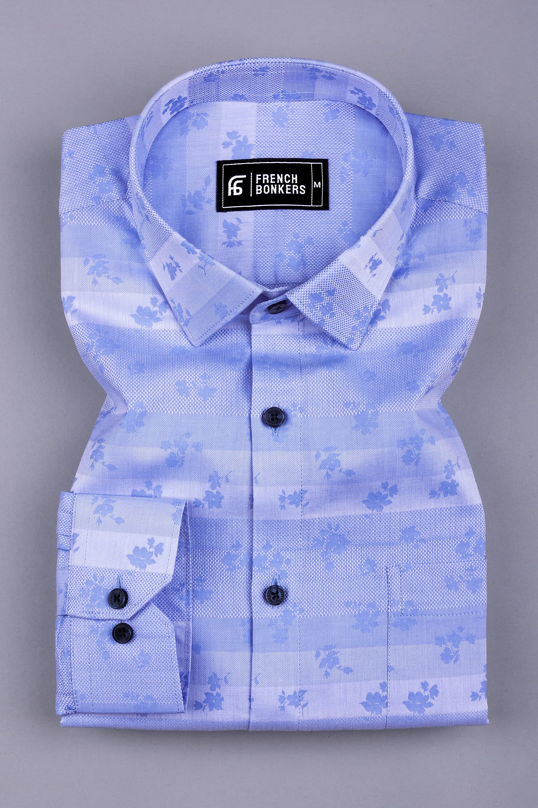 Lavender floral printed jacquard cotton shirt