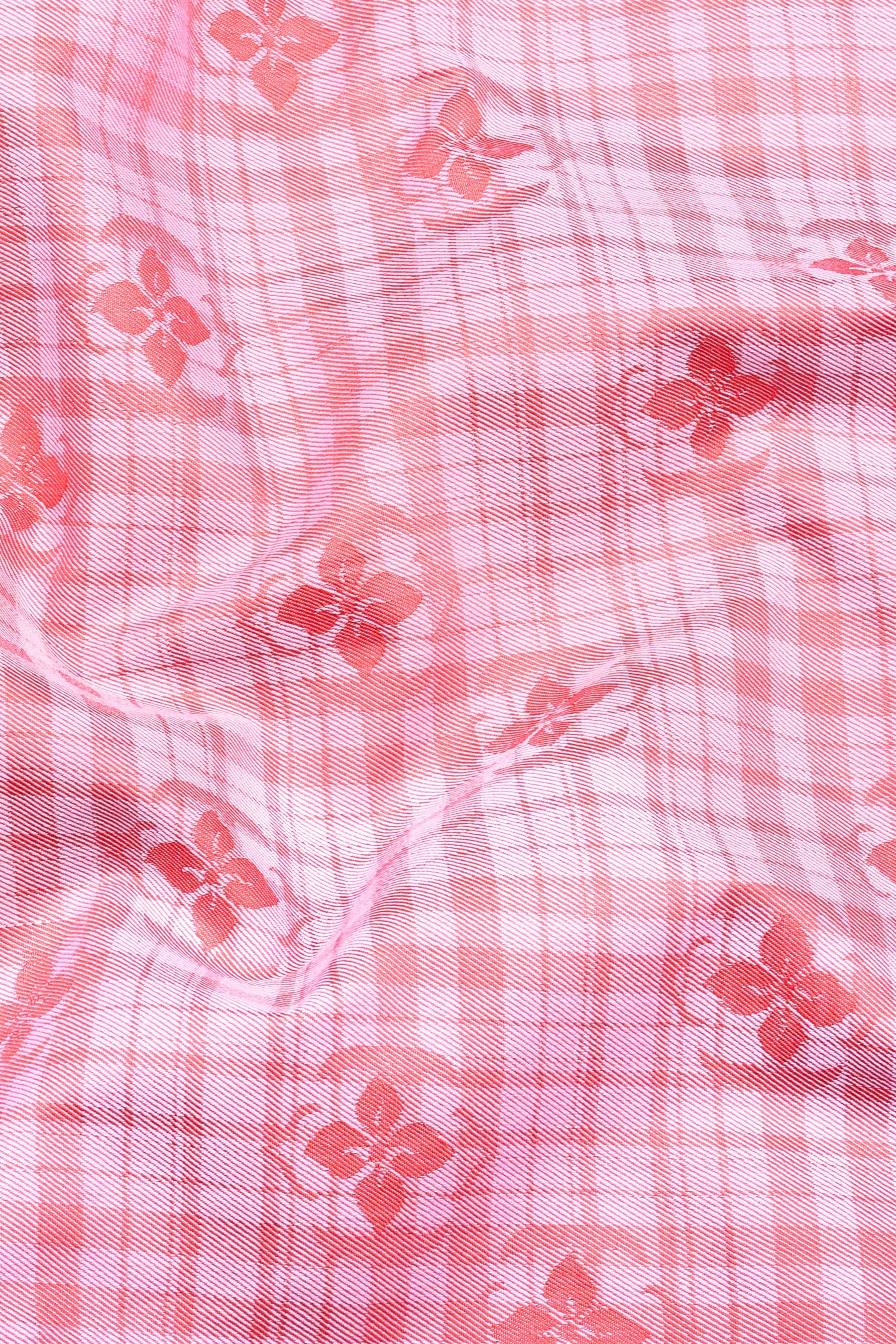 Marmalade orange twill pattern floral printed cotton shirt