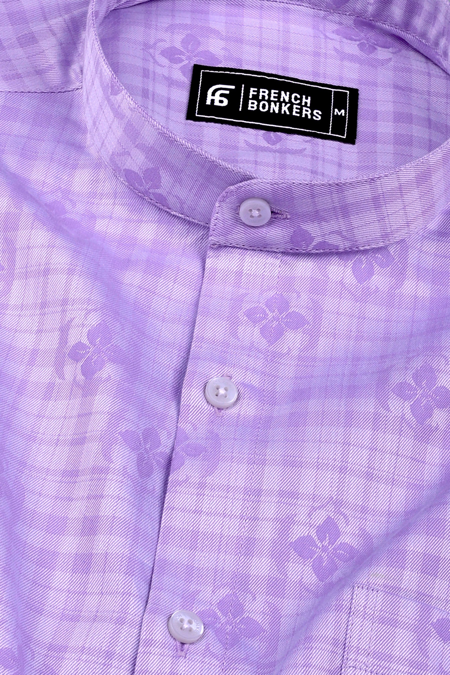 Purple floral printed jacquard cotton shirt