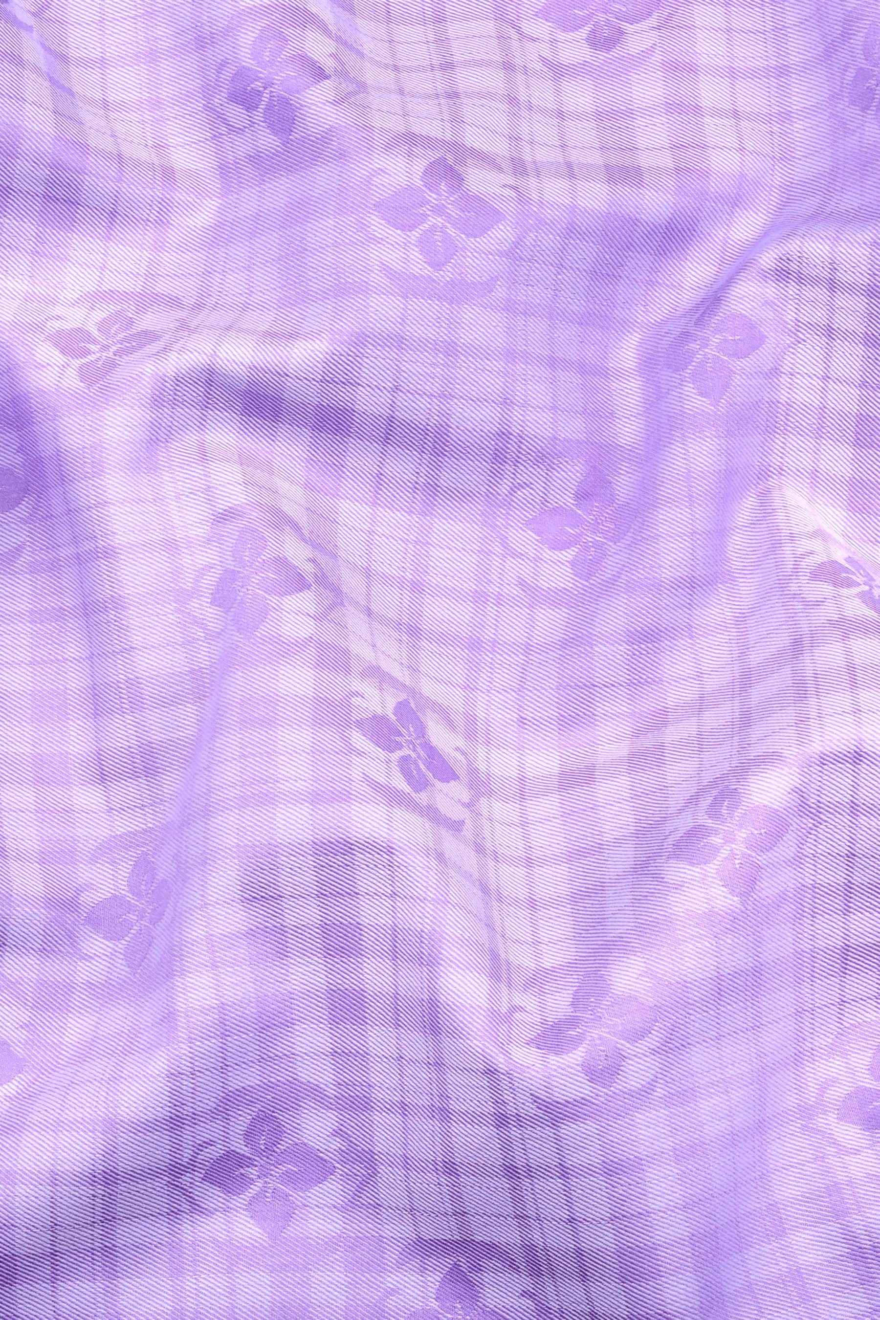 Purple floral printed jacquard cotton shirt