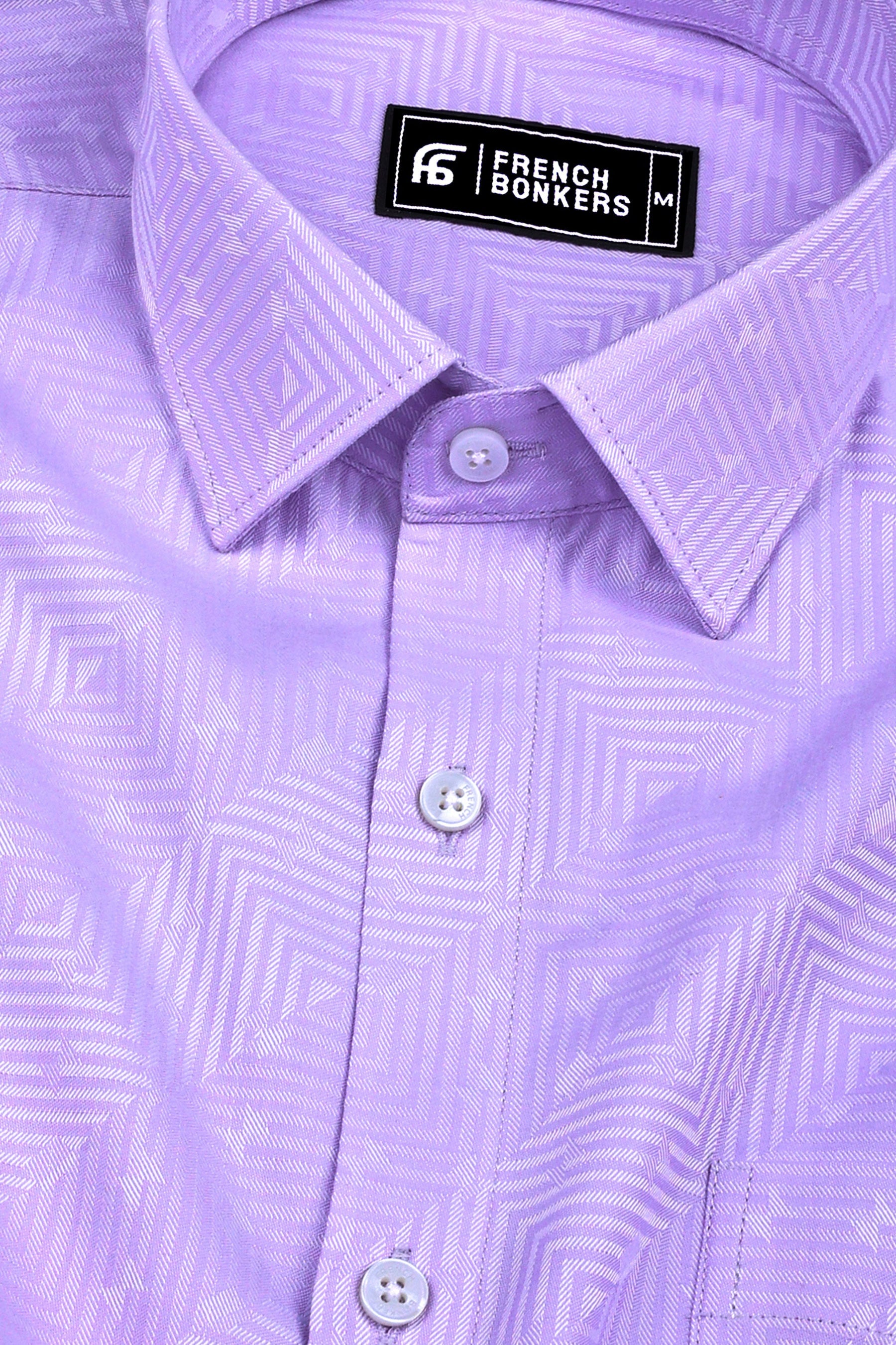 Purple maze pattren floral printed jacquard cotton shirt