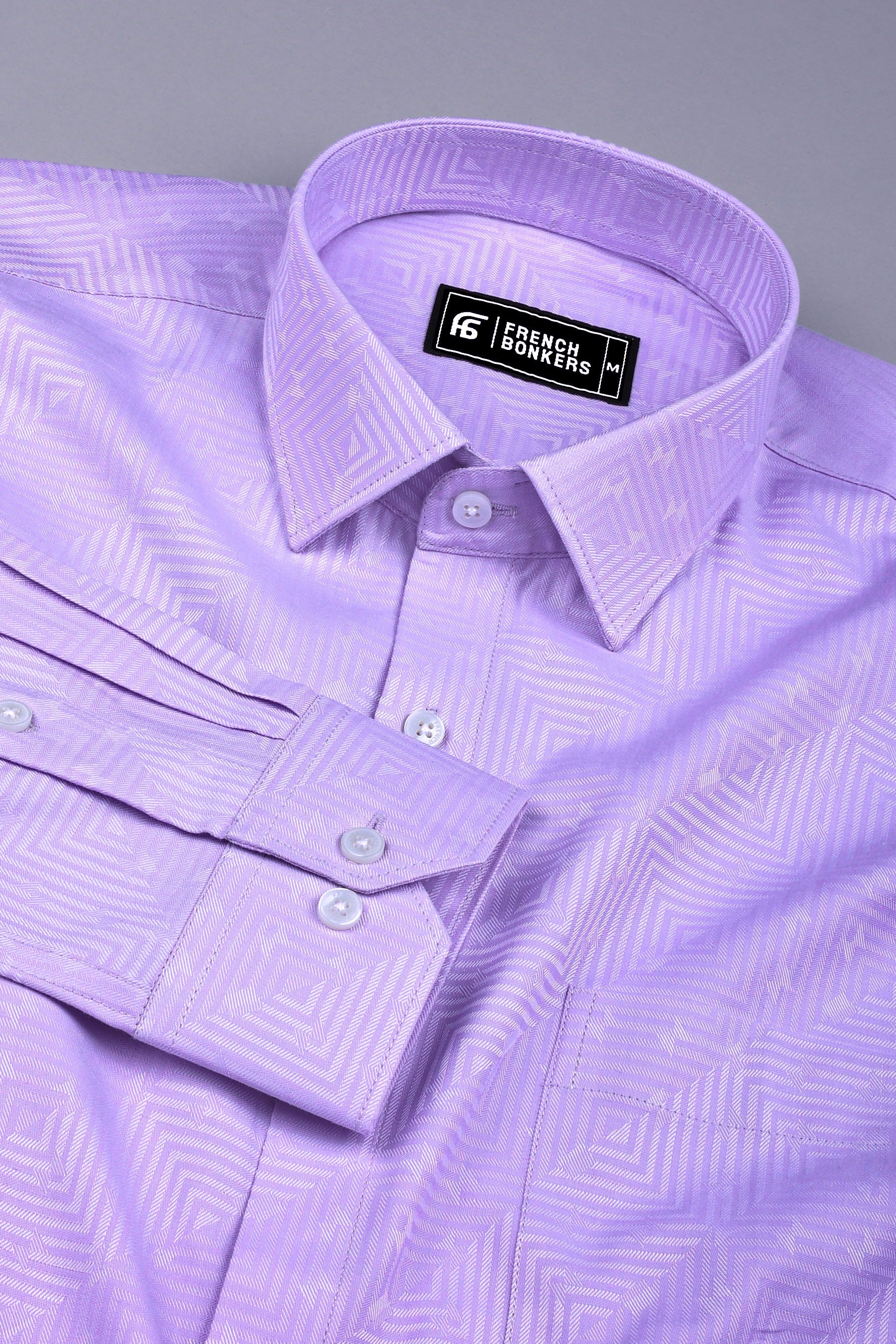 Purple maze pattren floral printed jacquard cotton shirt