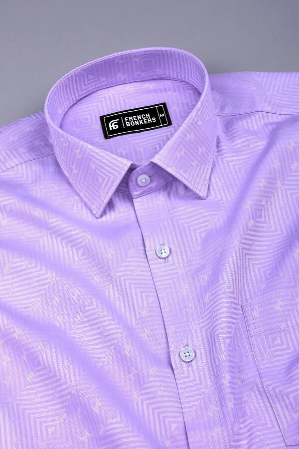 Purple maze pattren floral printed jacquard cotton shirt