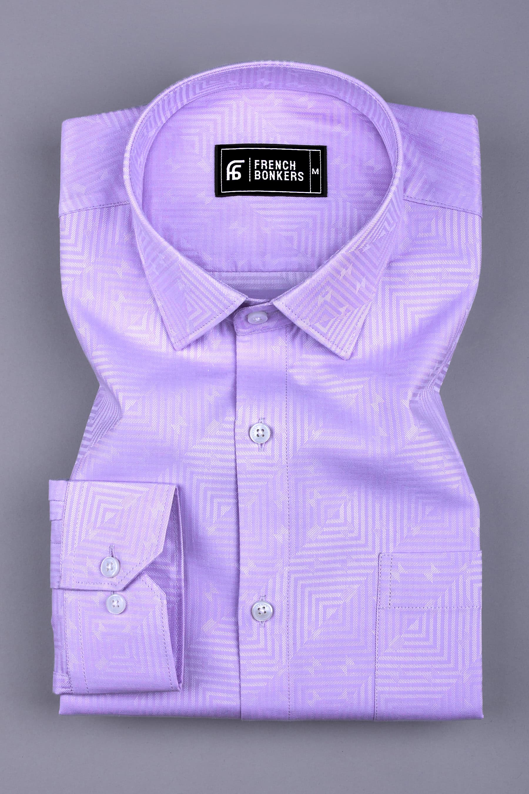 Purple maze pattren floral printed jacquard cotton shirt
