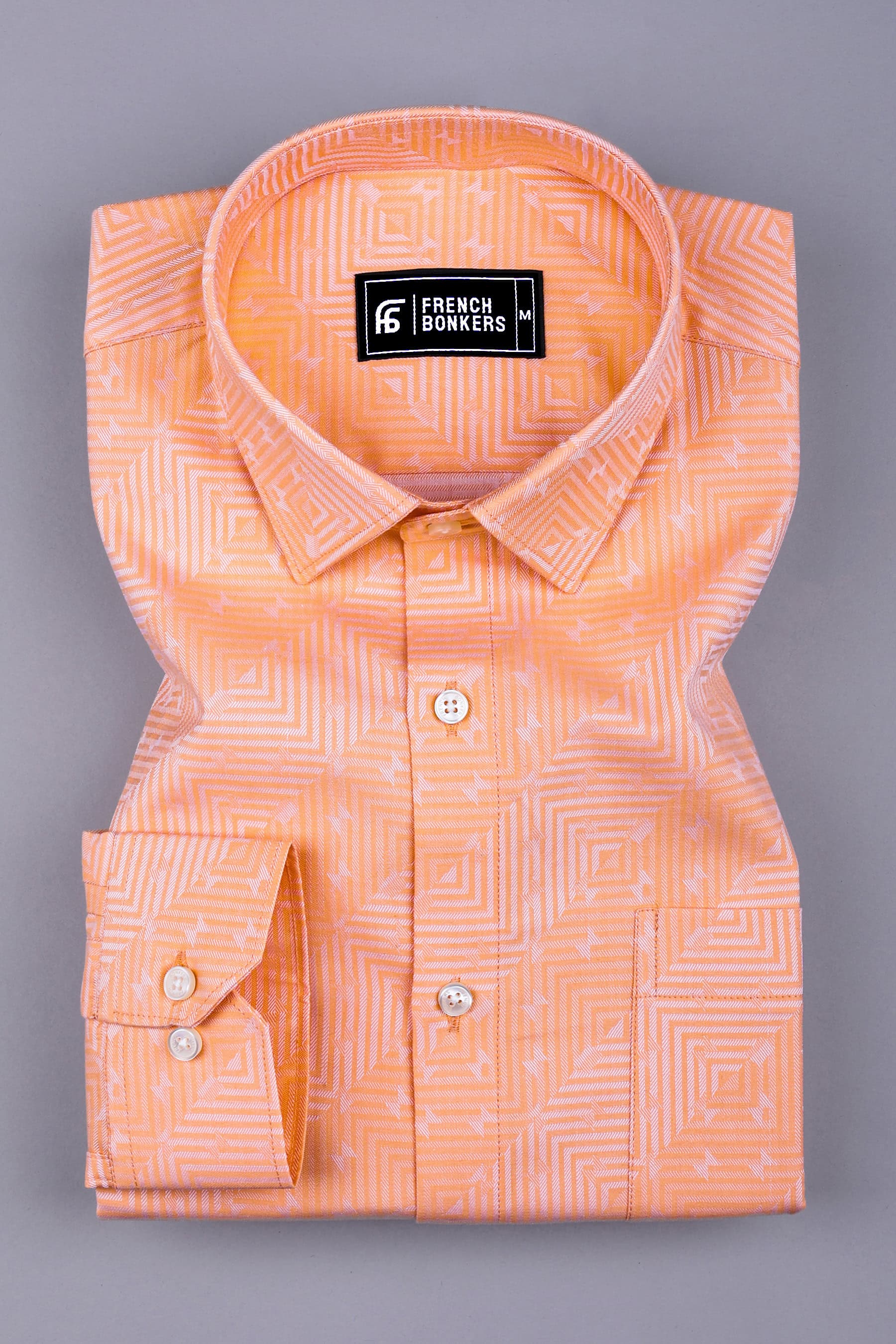 strapless open back dress Light orange maze pattern floral printed jacquard cotton shirt