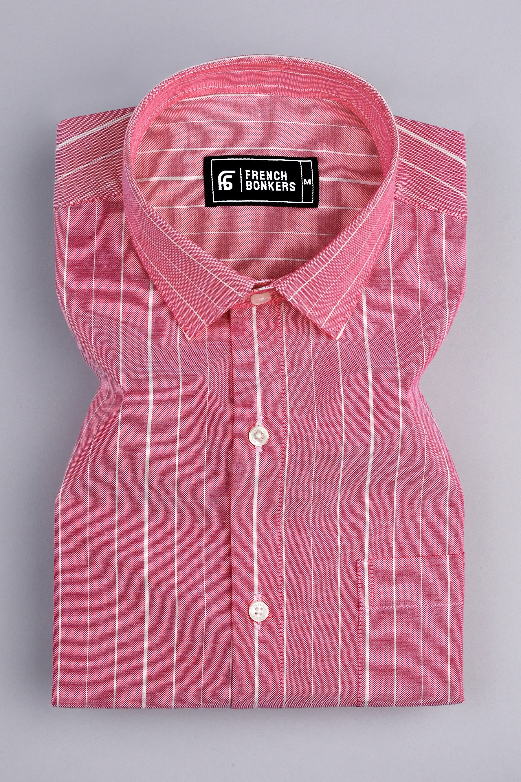 strapless open back dress Light red with cream stripe shirt