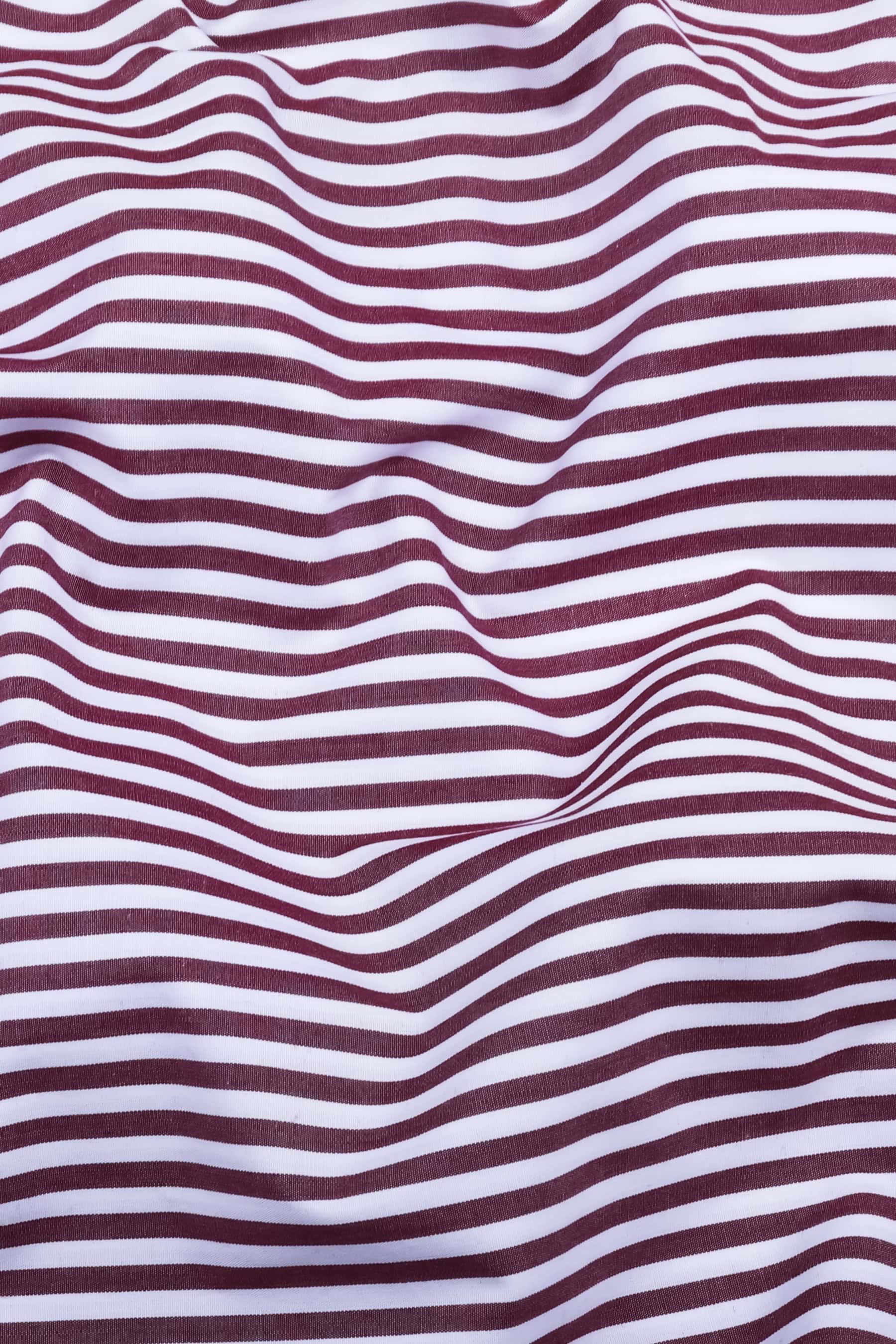 White with wine red bengal stripe cotton shirt