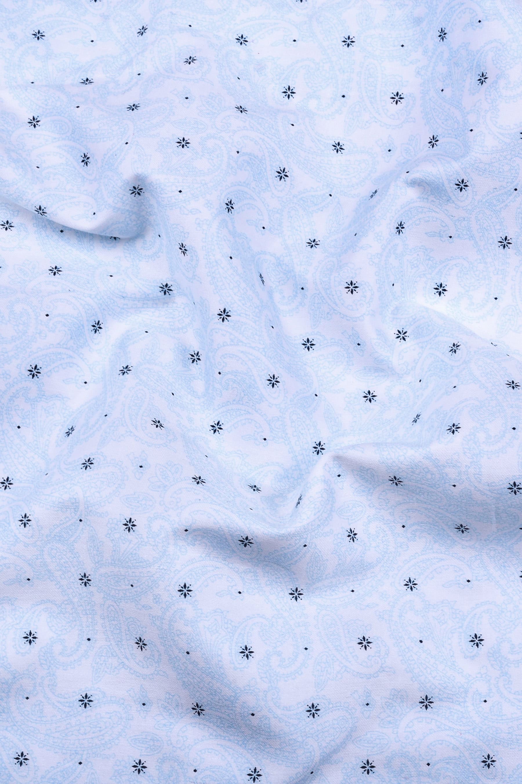 White with blue mango printed cotton shirt