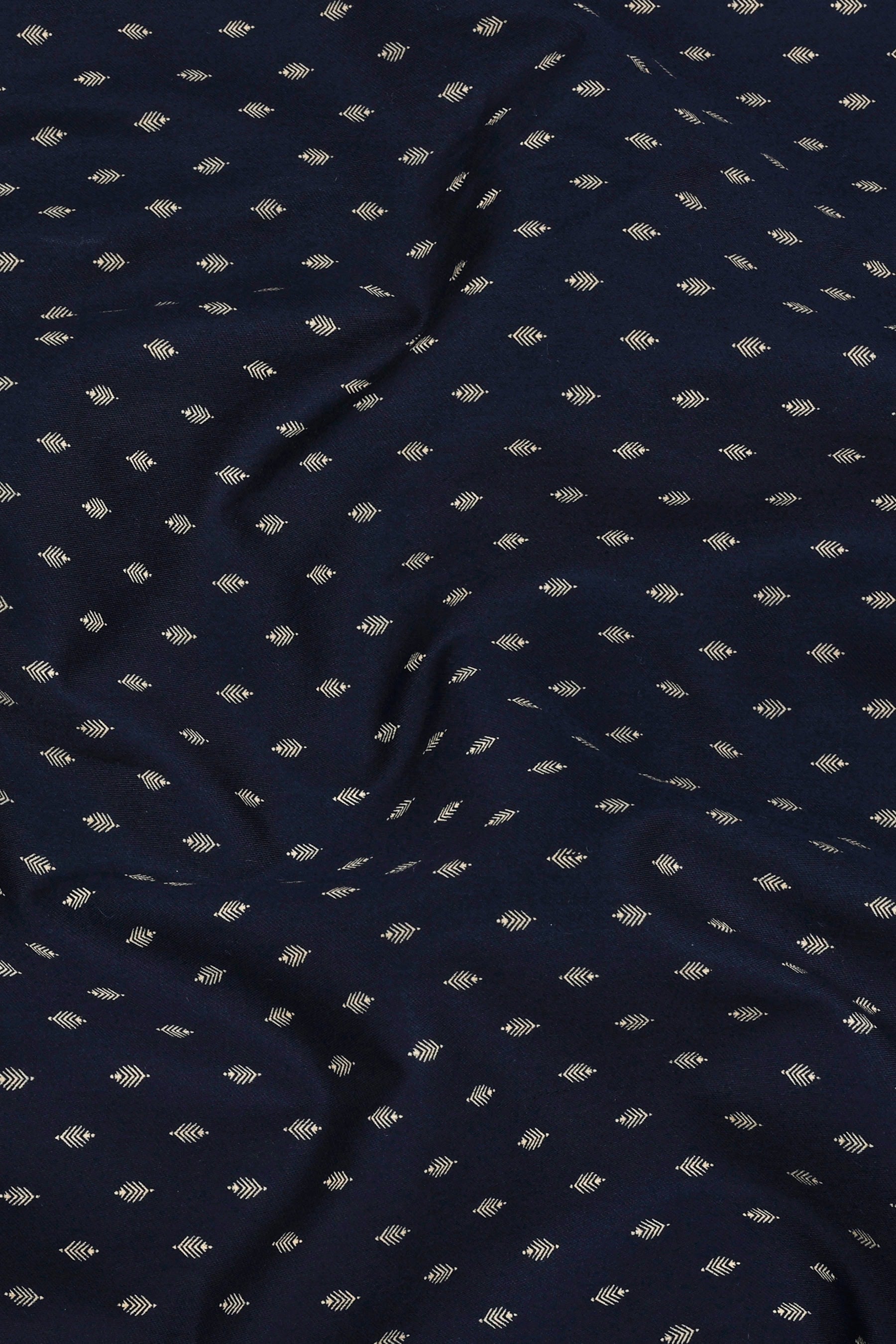 Blue with golden date leaf printed cotton shirt