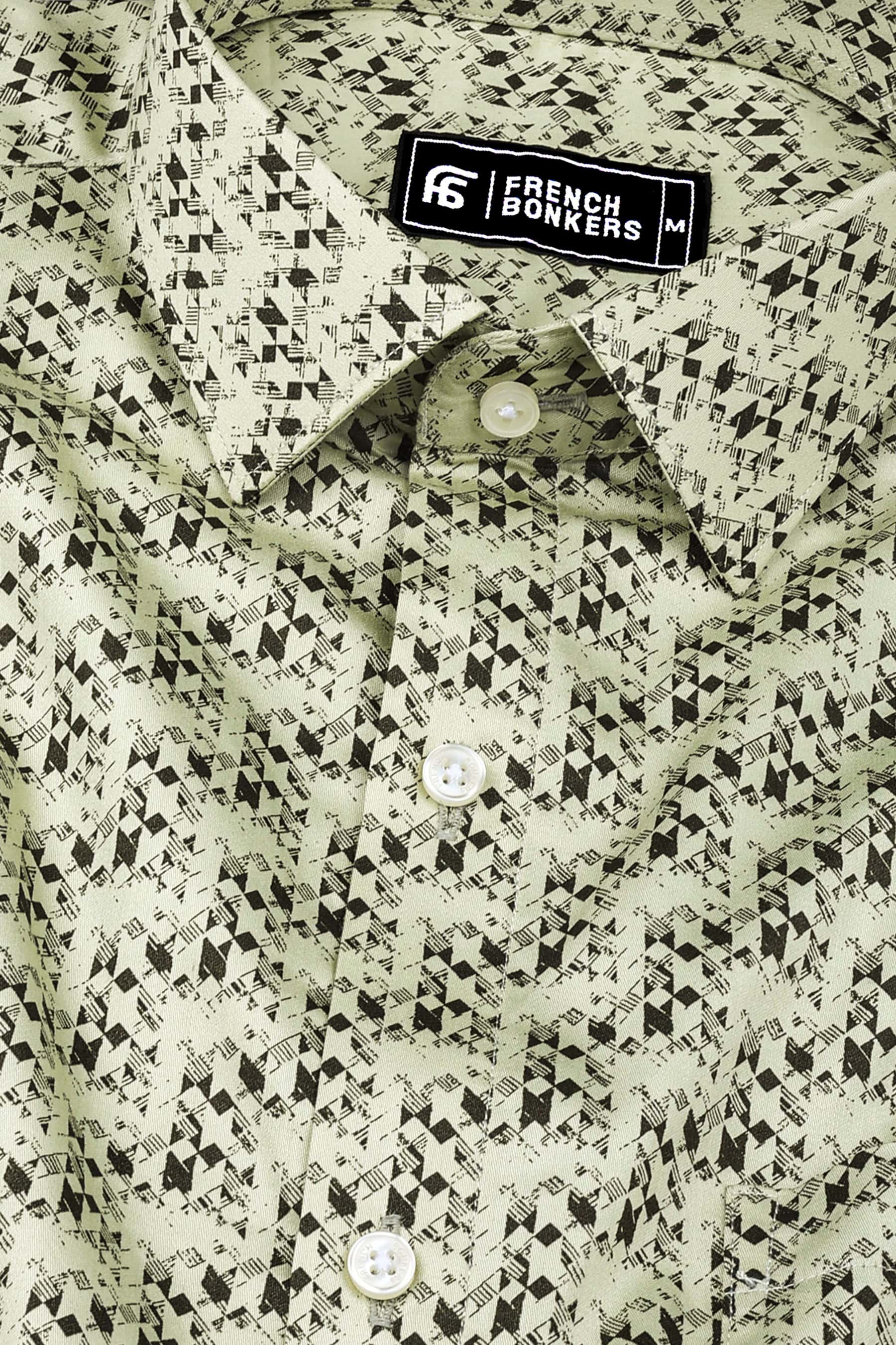 Parmesean yellow with brown printed cotton shirt