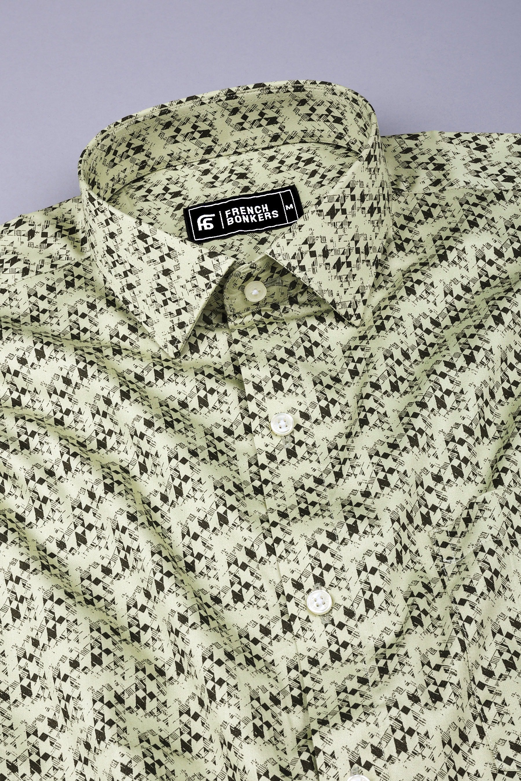 Parmesean yellow with brown printed cotton shirt