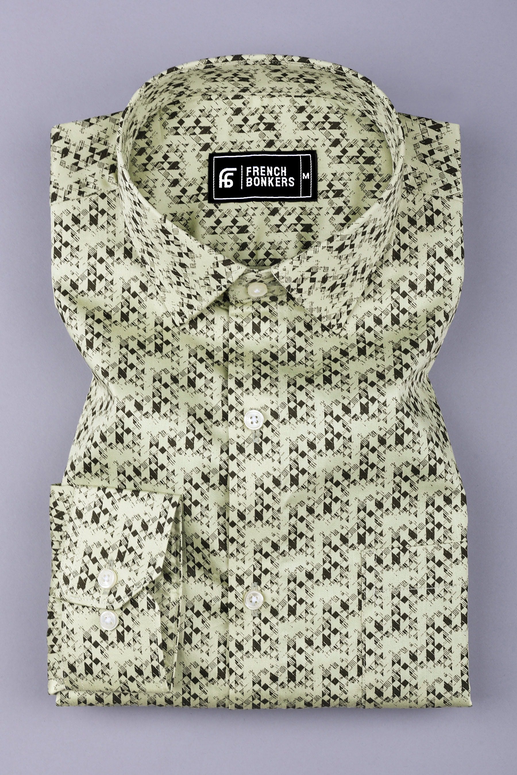 Parmesean yellow with brown printed cotton shirt