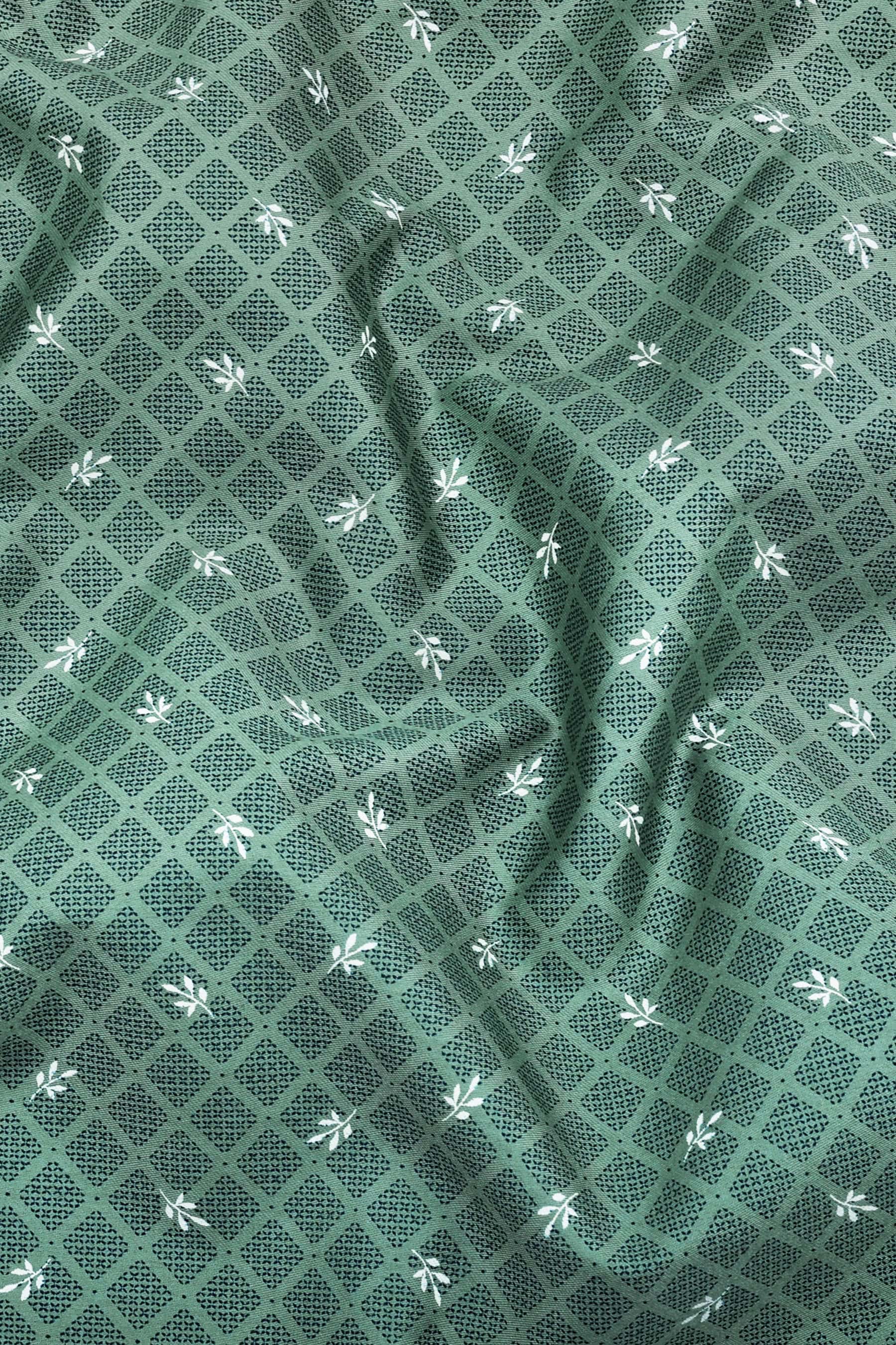 Oxfam green with dark blue printed cotton shirt