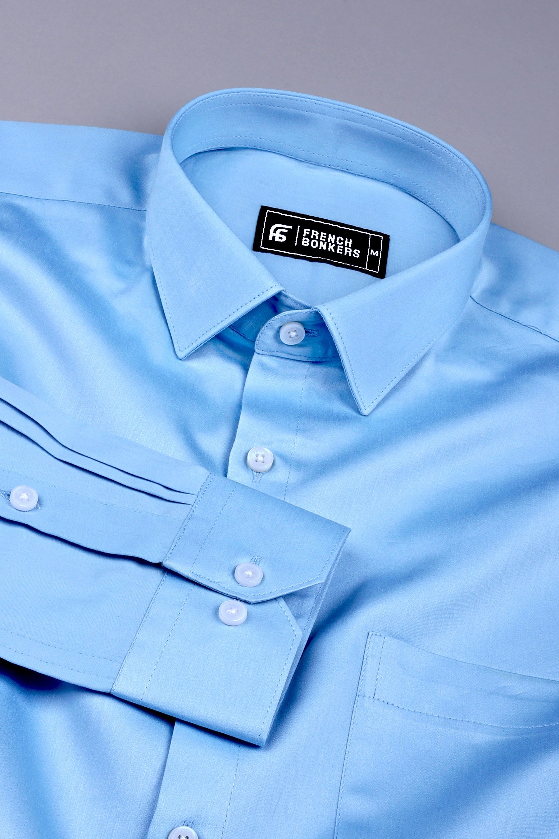 Rainbow sky blue satin cotton shirt