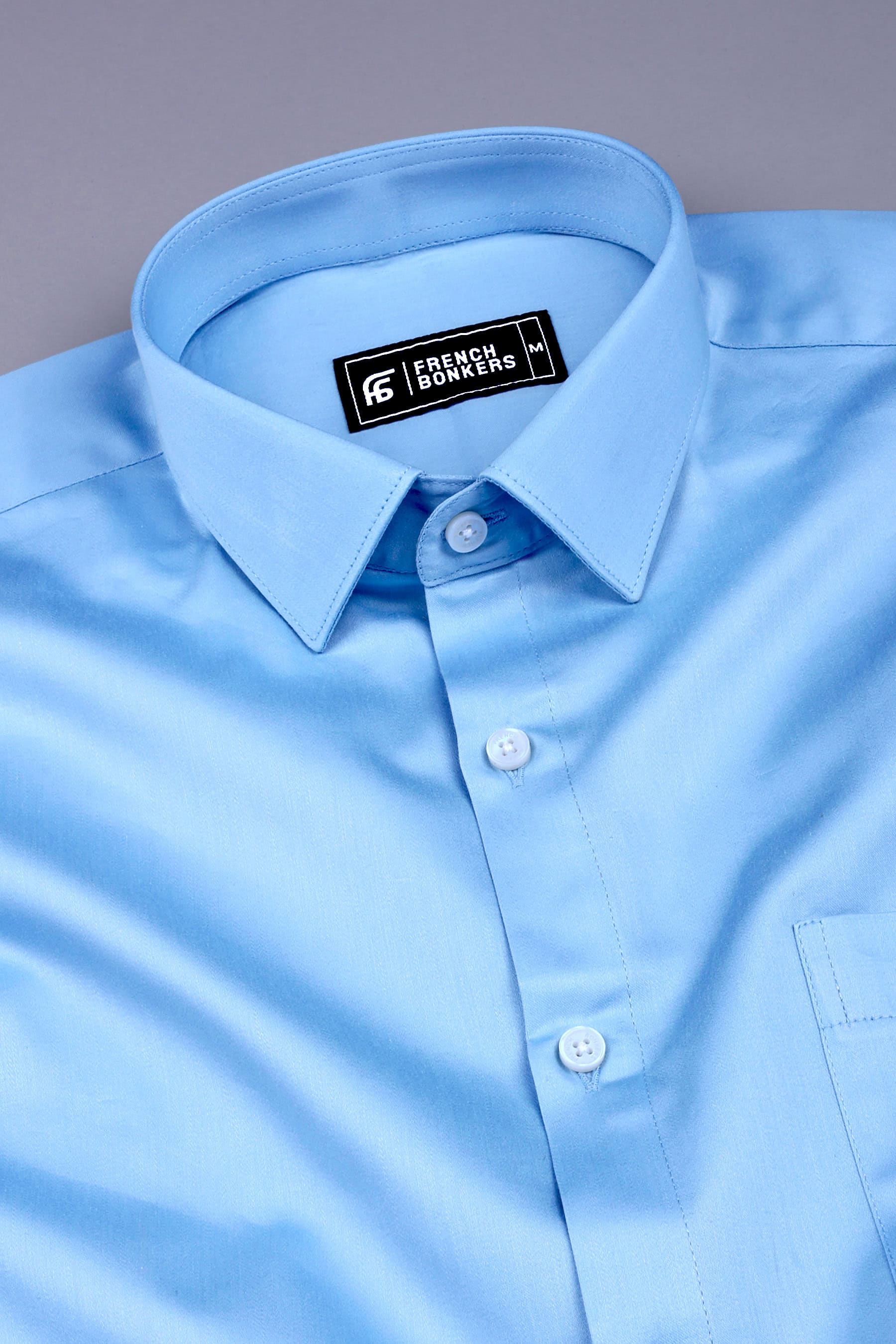 Rainbow sky blue satin cotton shirt