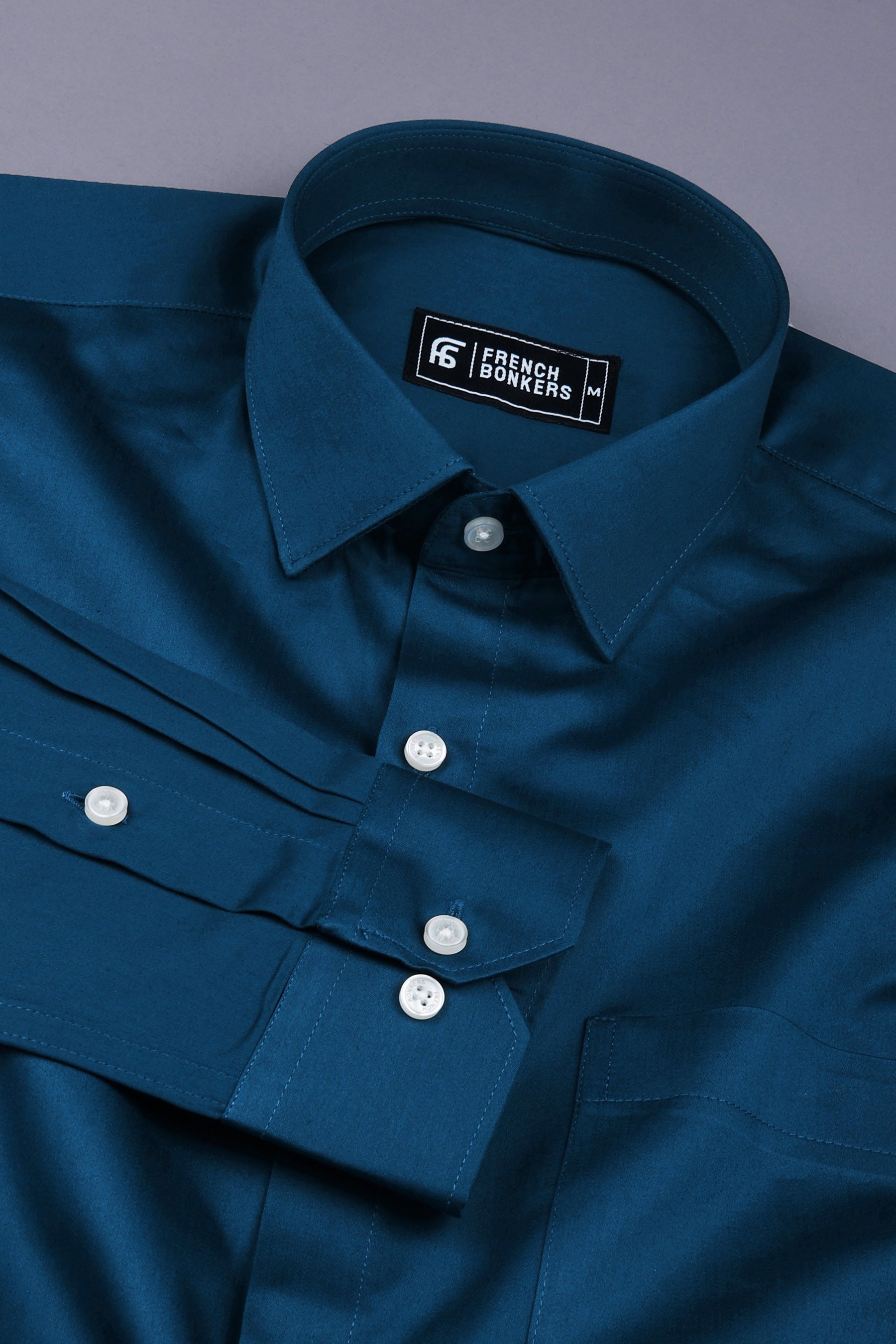 Rainbow royal blue satin cotton shirt