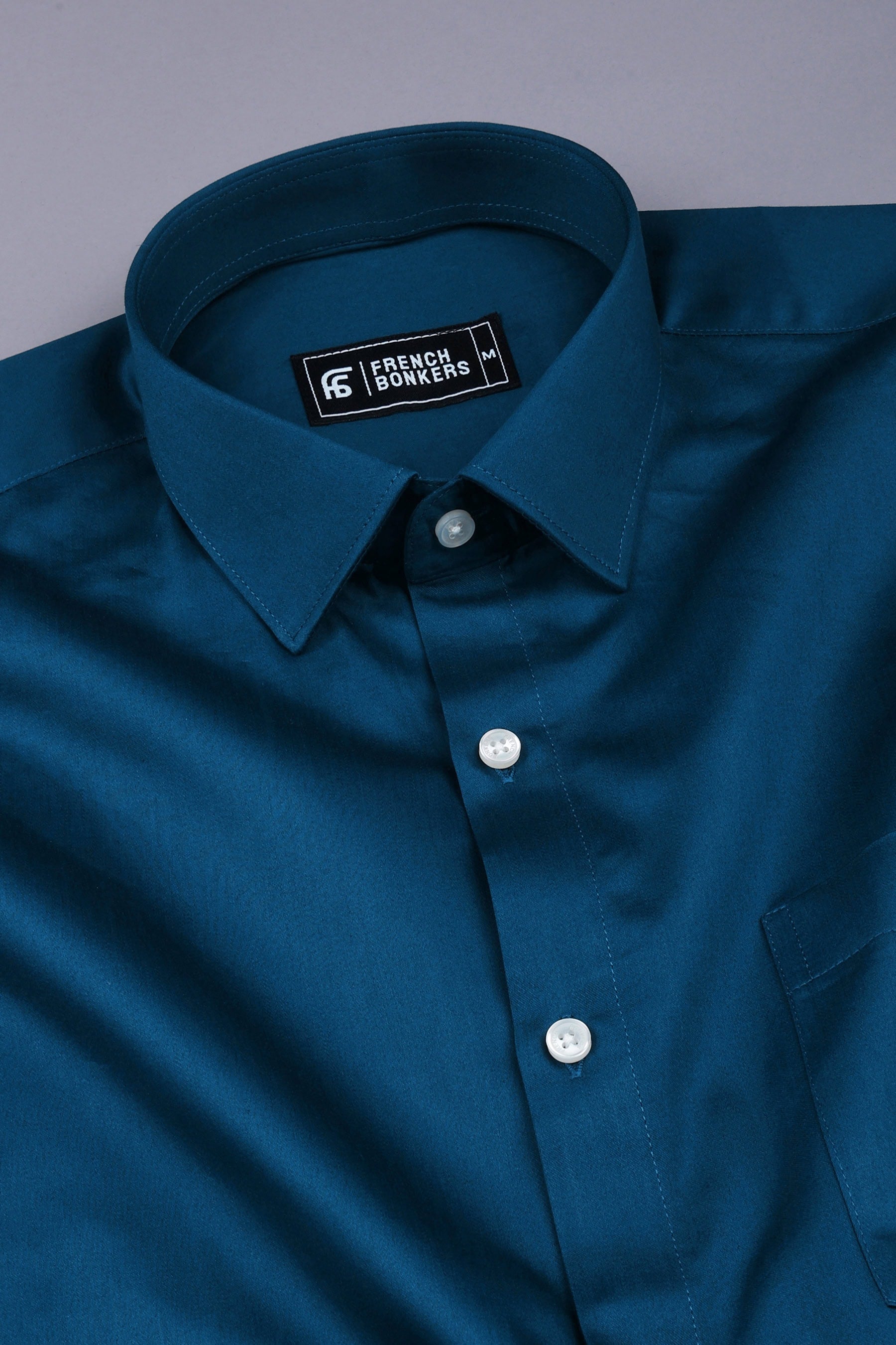 Rainbow royal blue satin cotton shirt