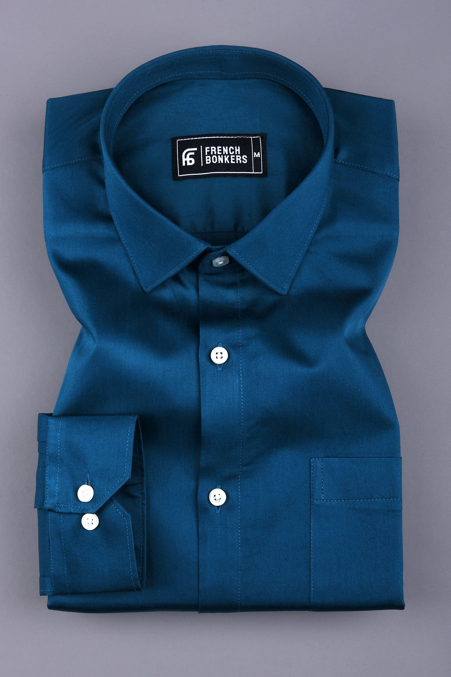 Rainbow royal blue satin cotton shirt