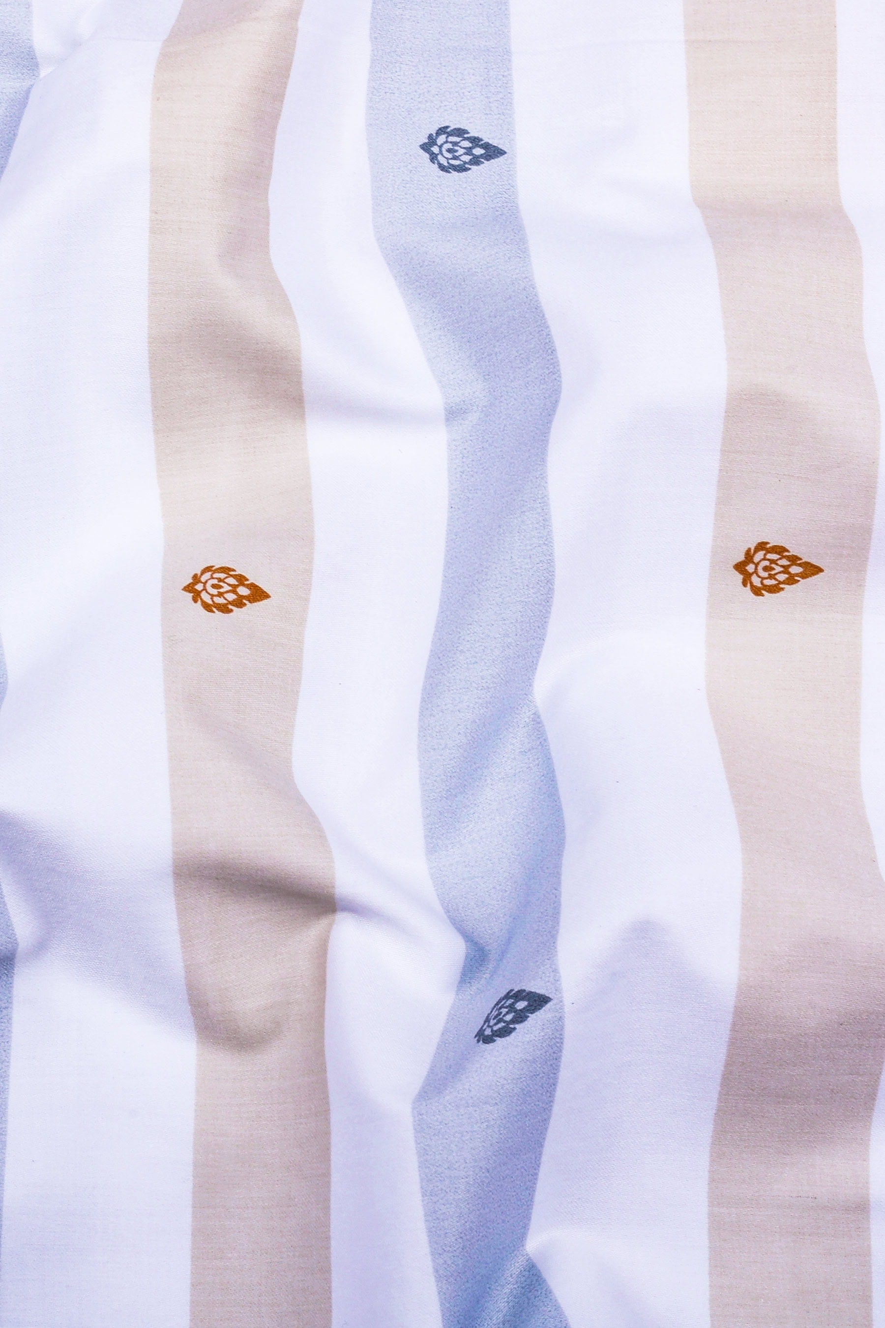 White with light grey weft stripe cotton shirt