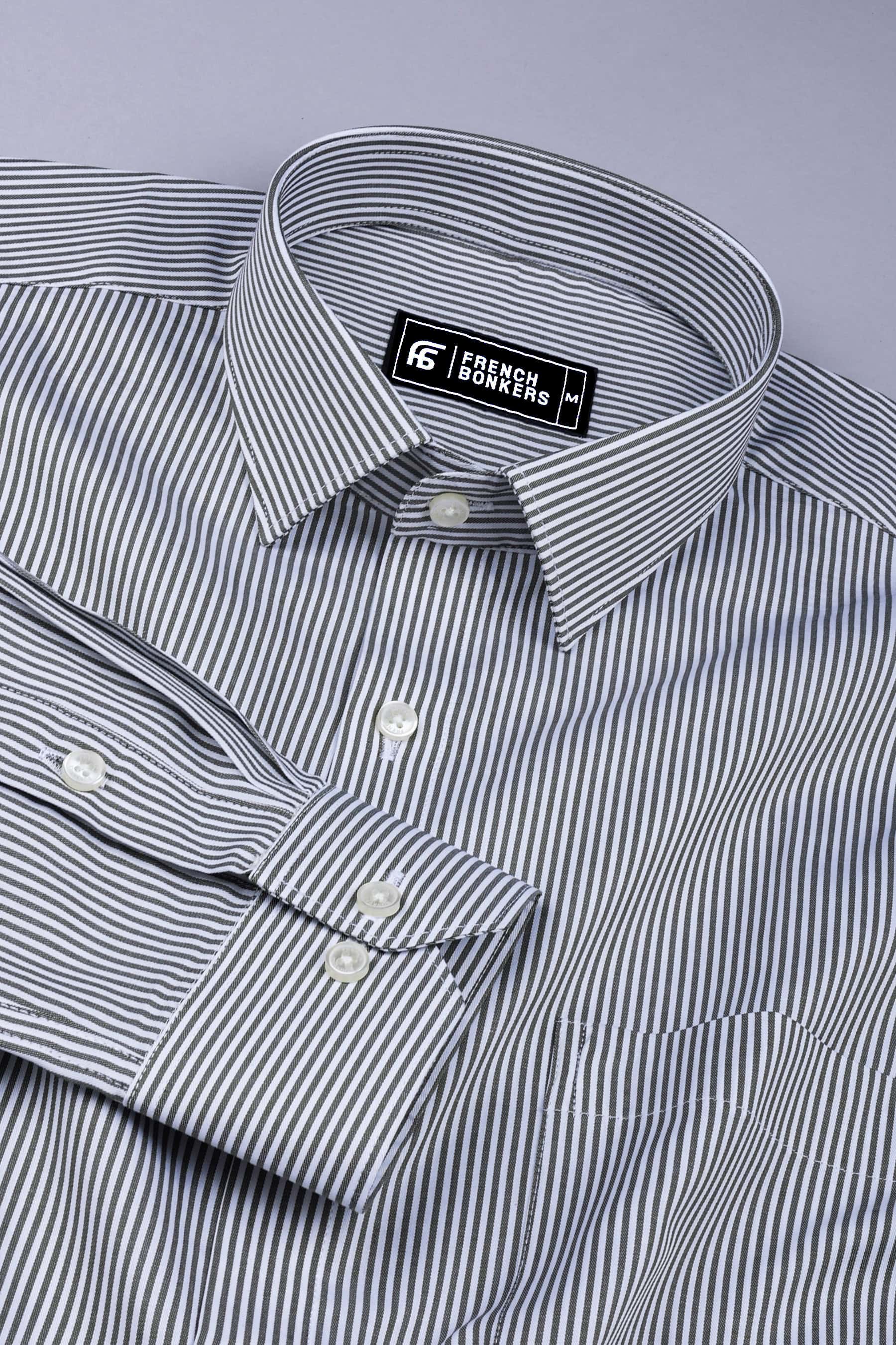 White with grey stripe cotton shirt