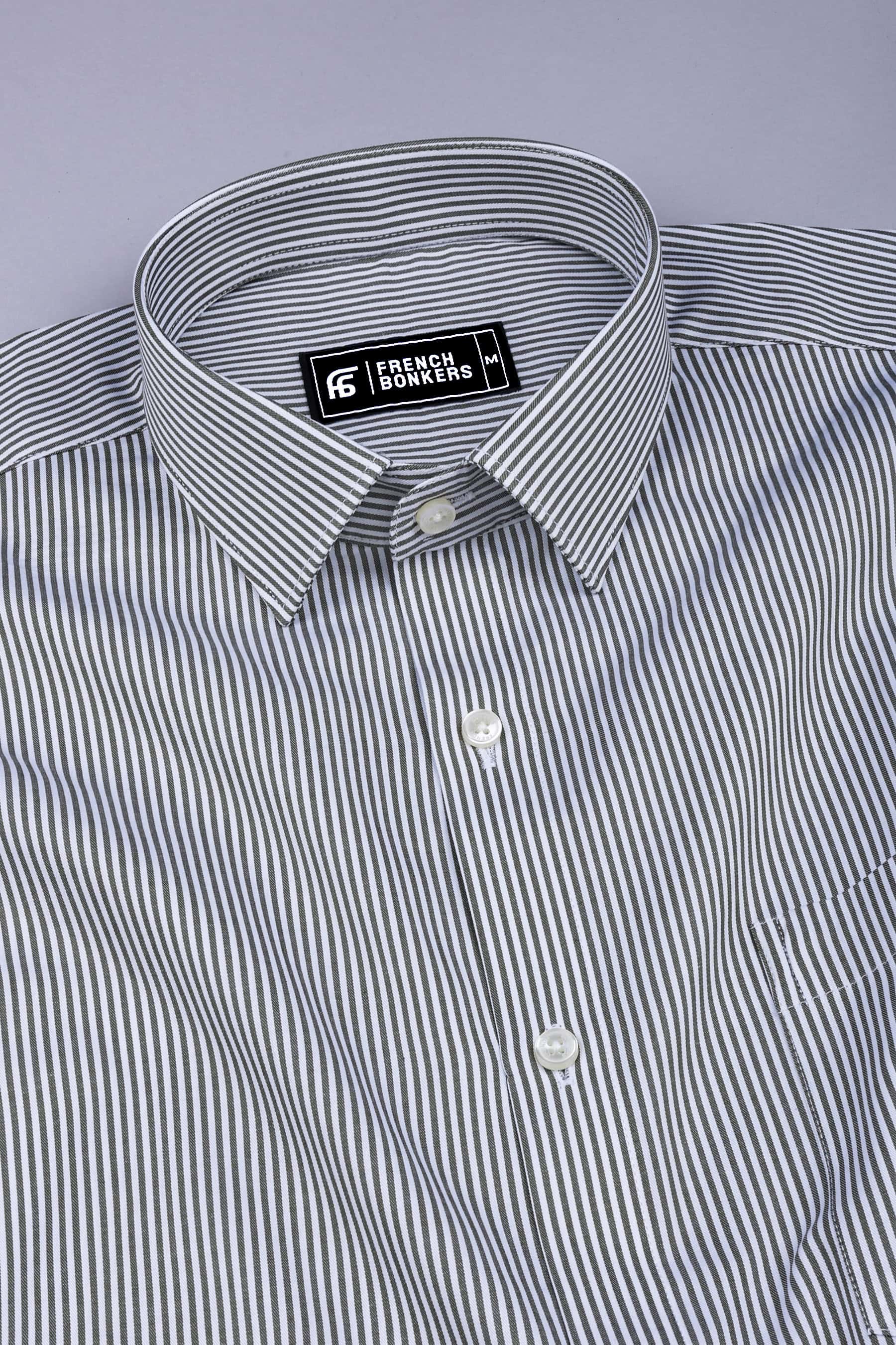 White with grey stripe cotton shirt