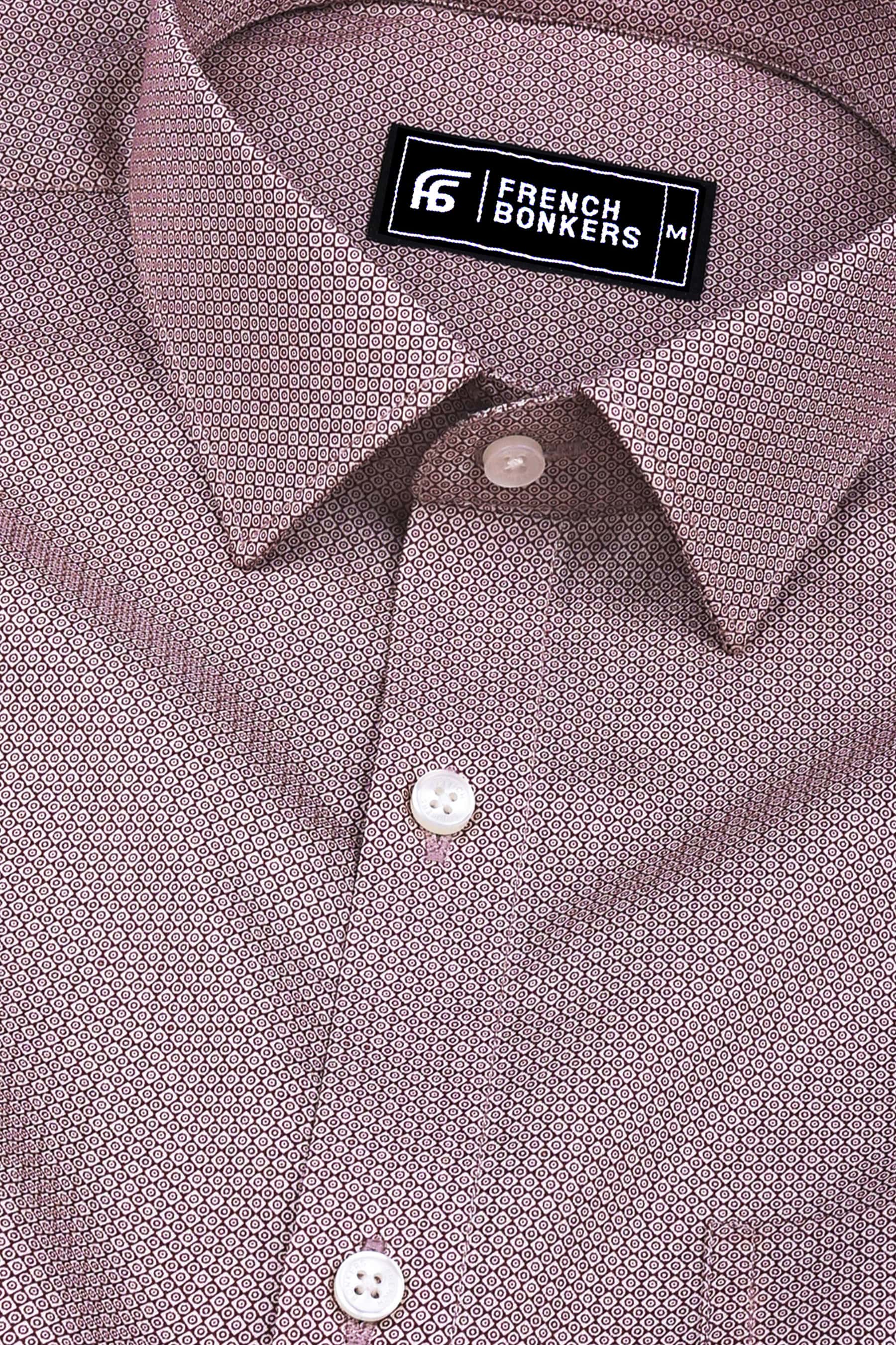 Brown geometrical printed cotton shirt