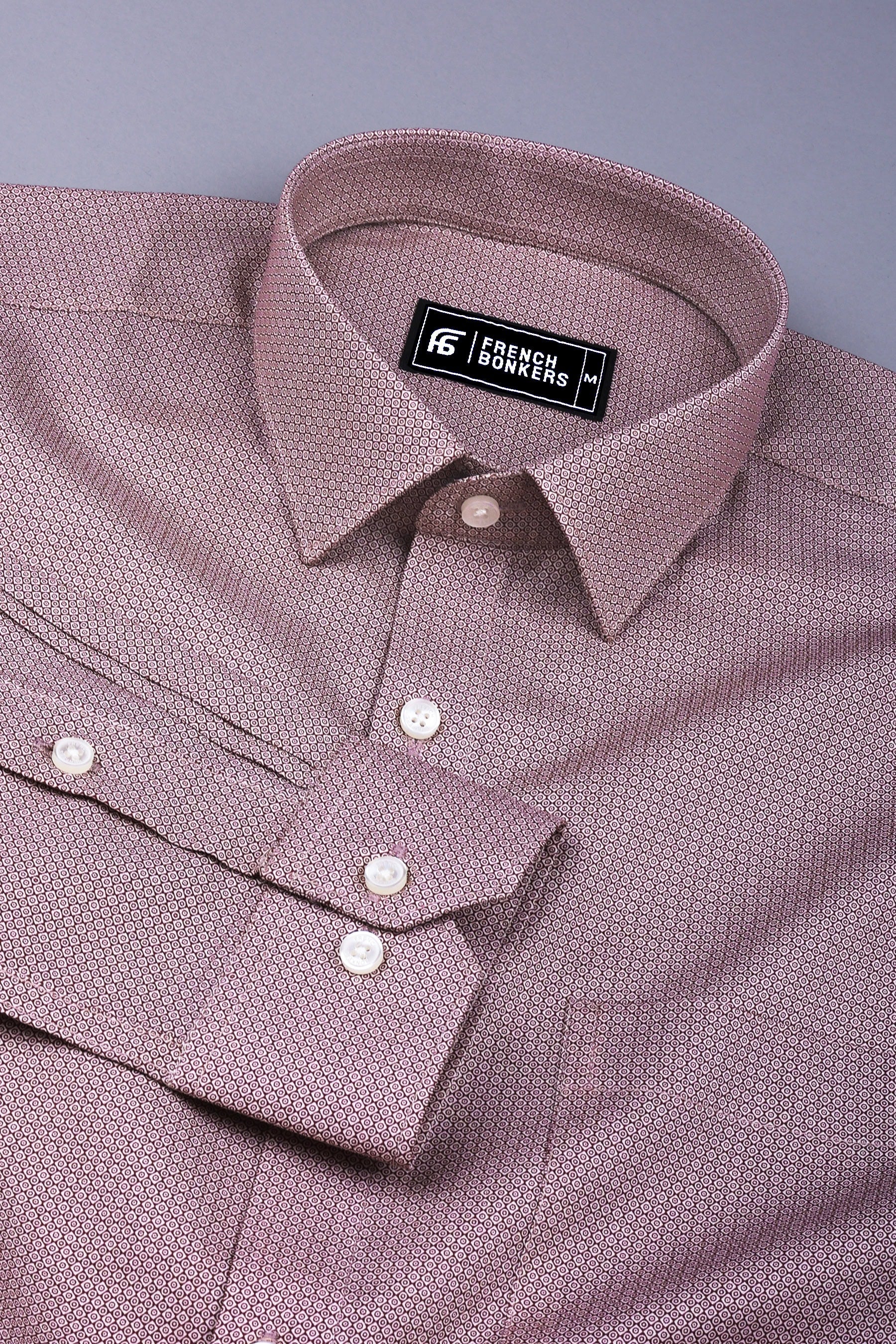 Brown geometrical printed cotton shirt