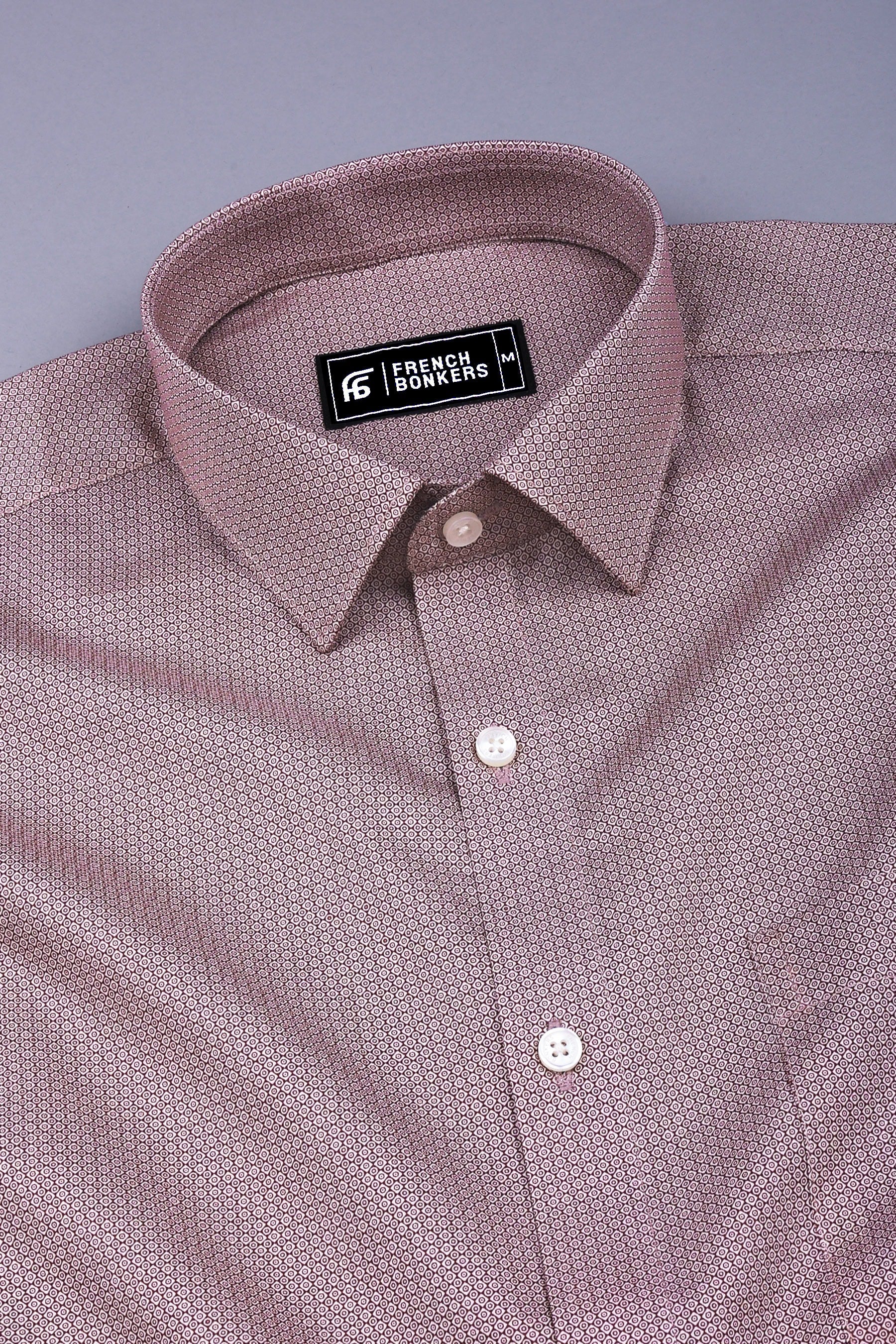 Brown geometrical printed cotton shirt