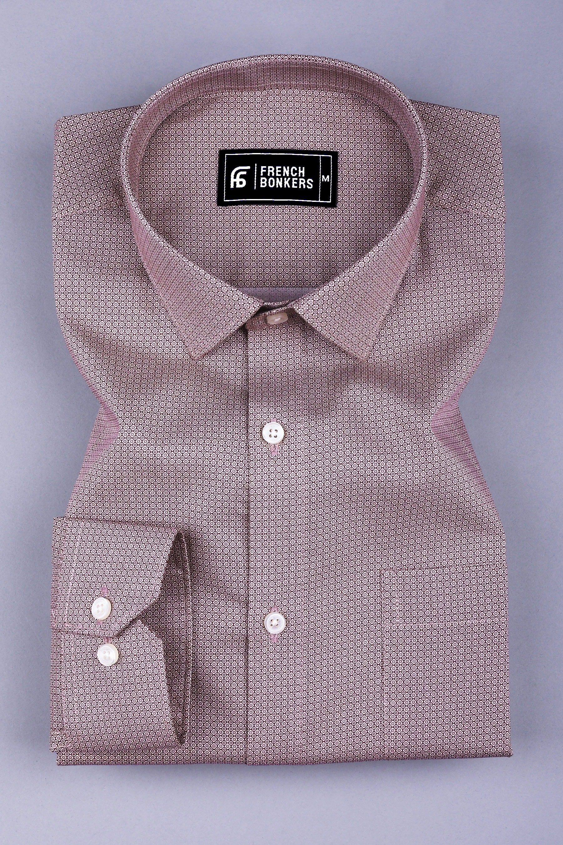 Brown geometrical printed cotton shirt