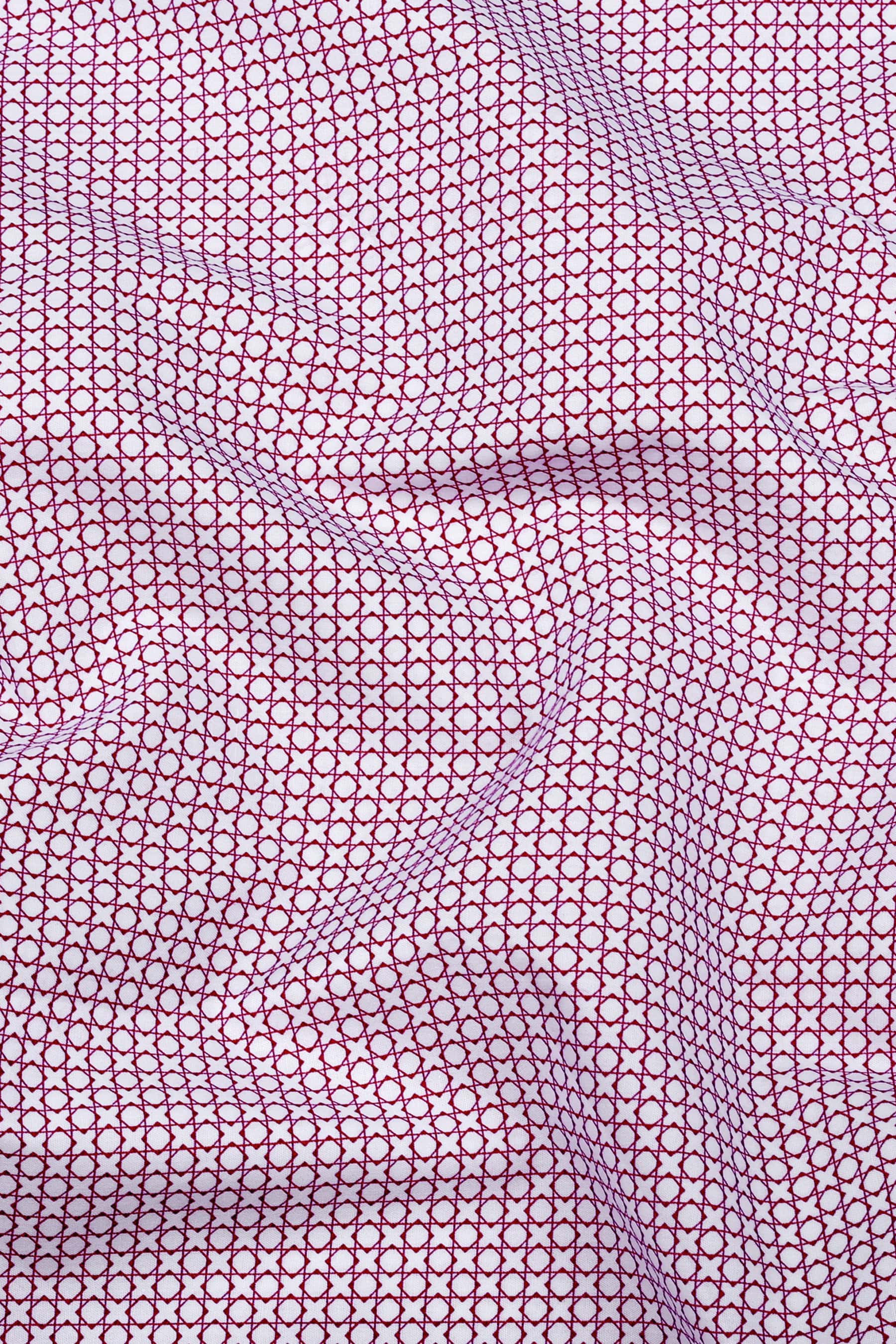 White with red rhombus shape printed cotton shirt