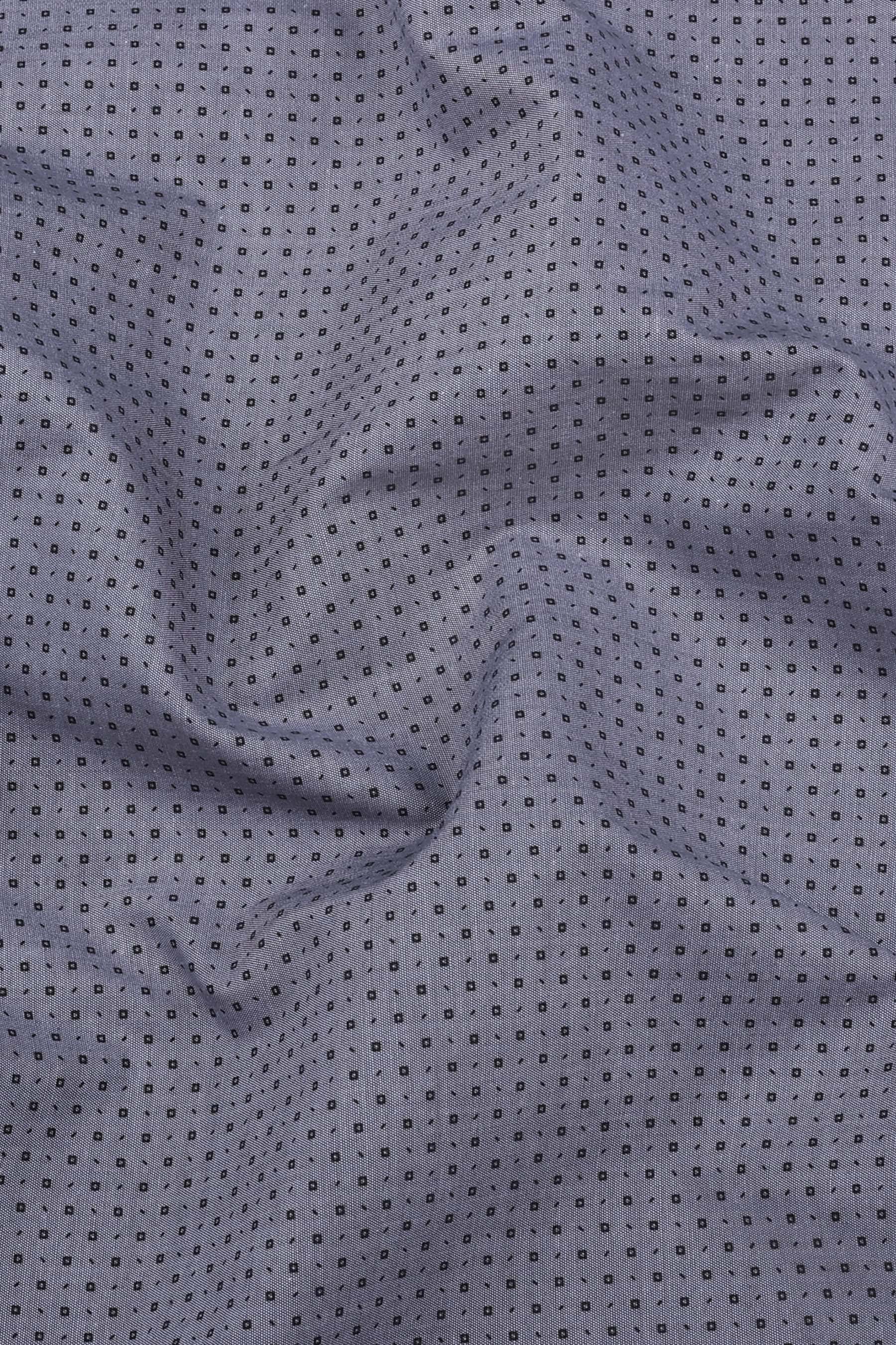 Grey with tiny square shape printed cotton shirt