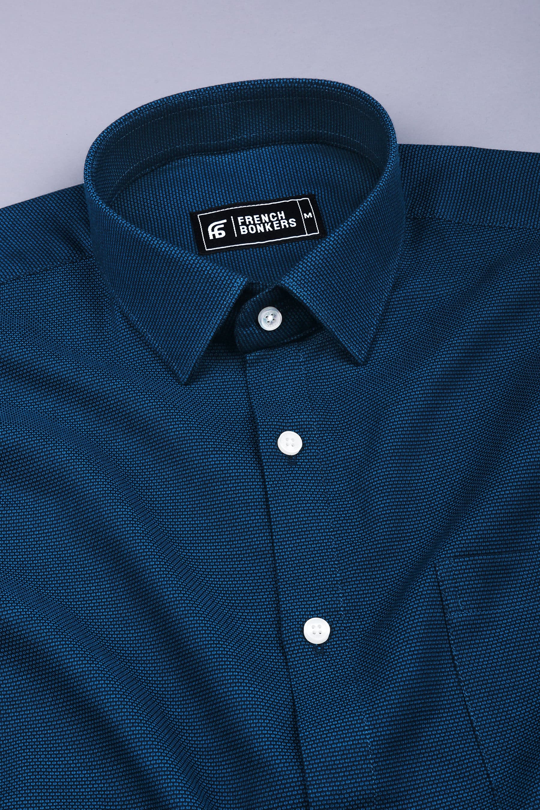 Midnight blue dobby texture cotton shirt