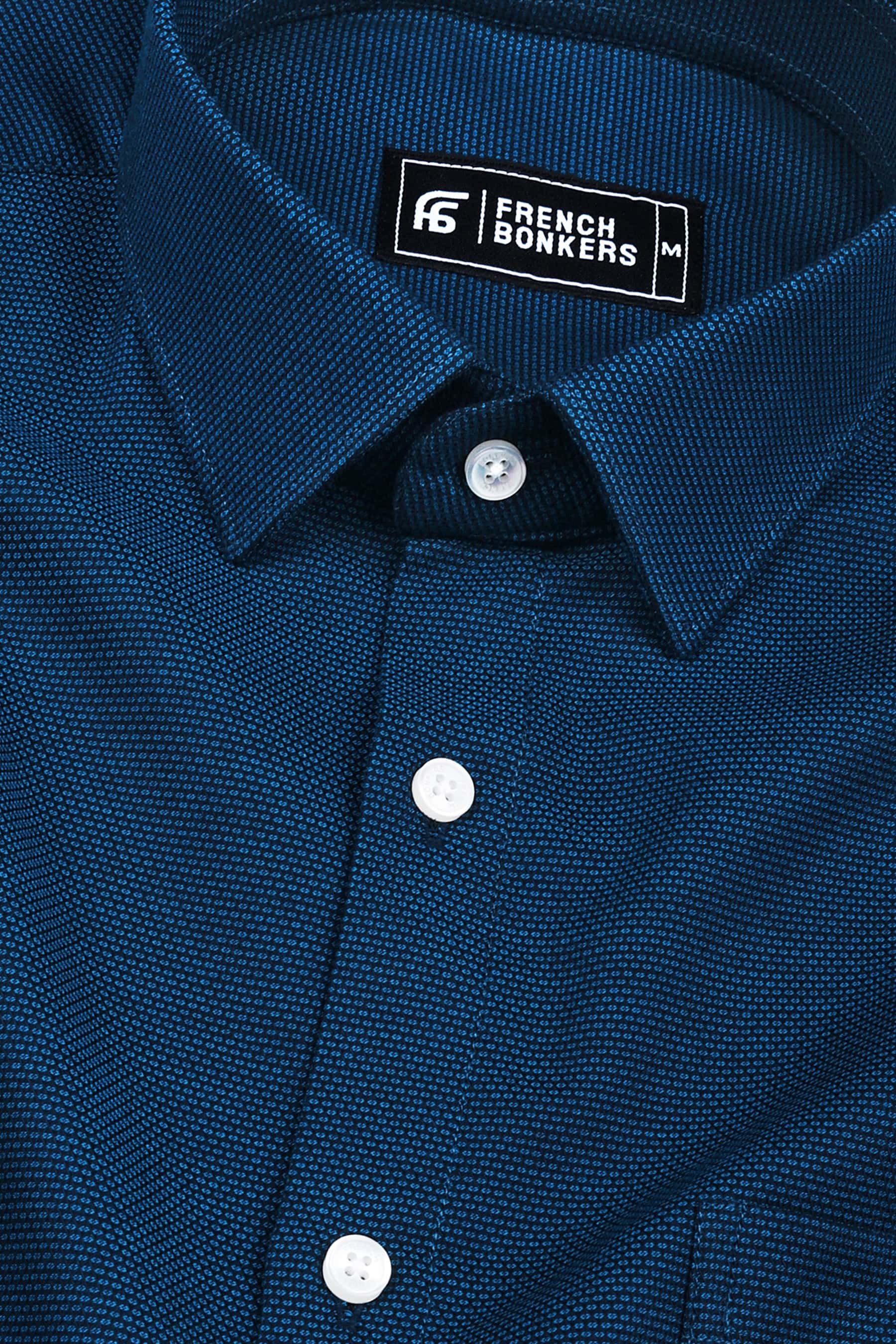 Midnight blue dobby texture cotton shirt