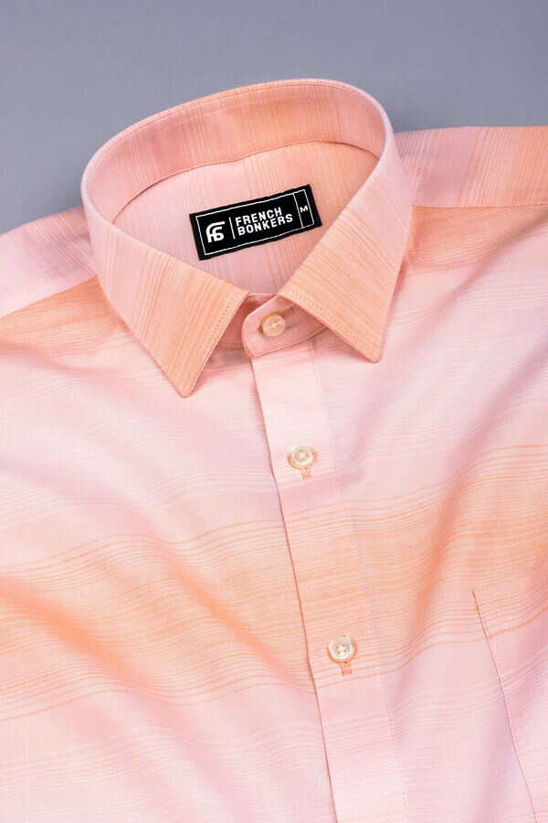Orange with white ruff line cotton shirt