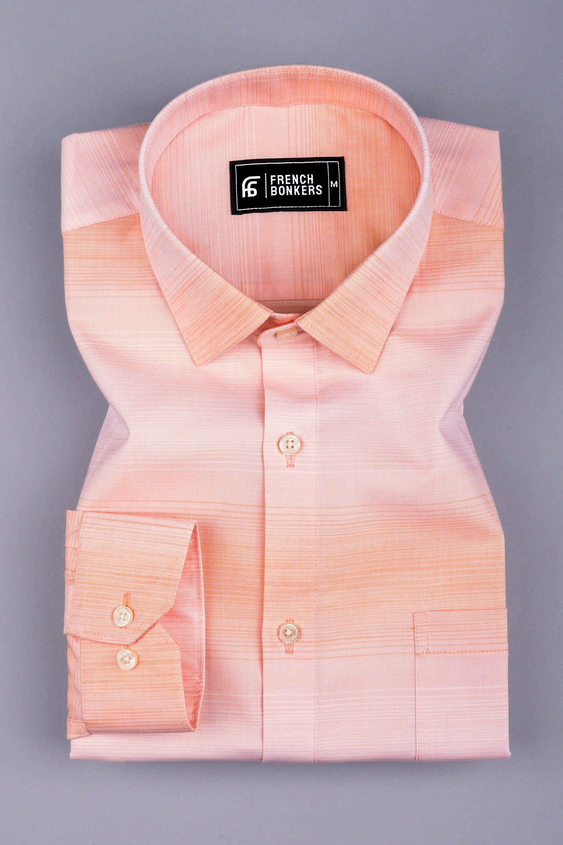 Orange with white ruff line cotton shirt