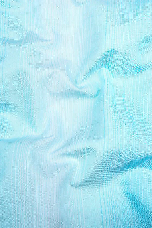 Light turquoise blue with white ruff line cotton shirt