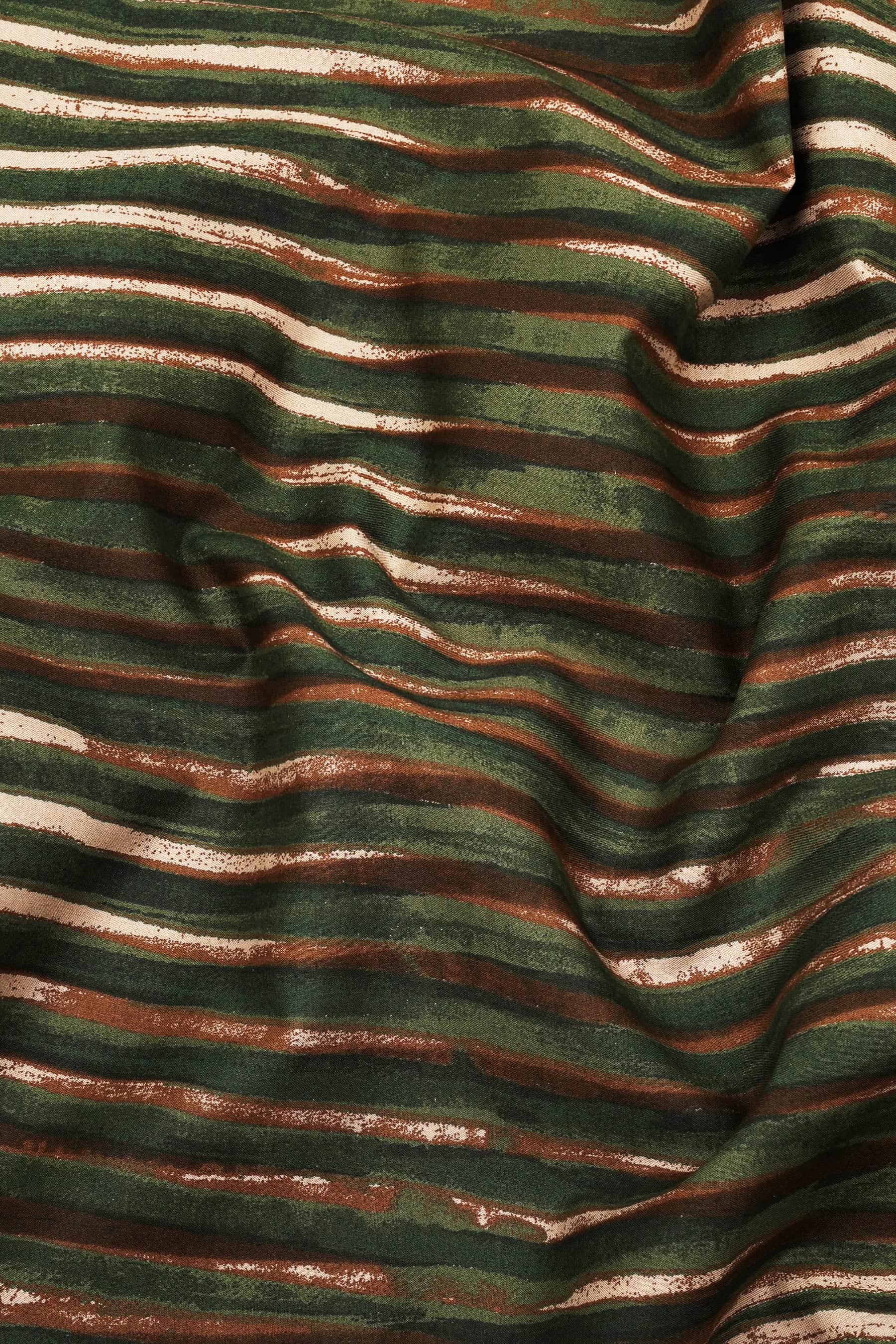 Forest Green With Brown Stripe Cotton Shirt