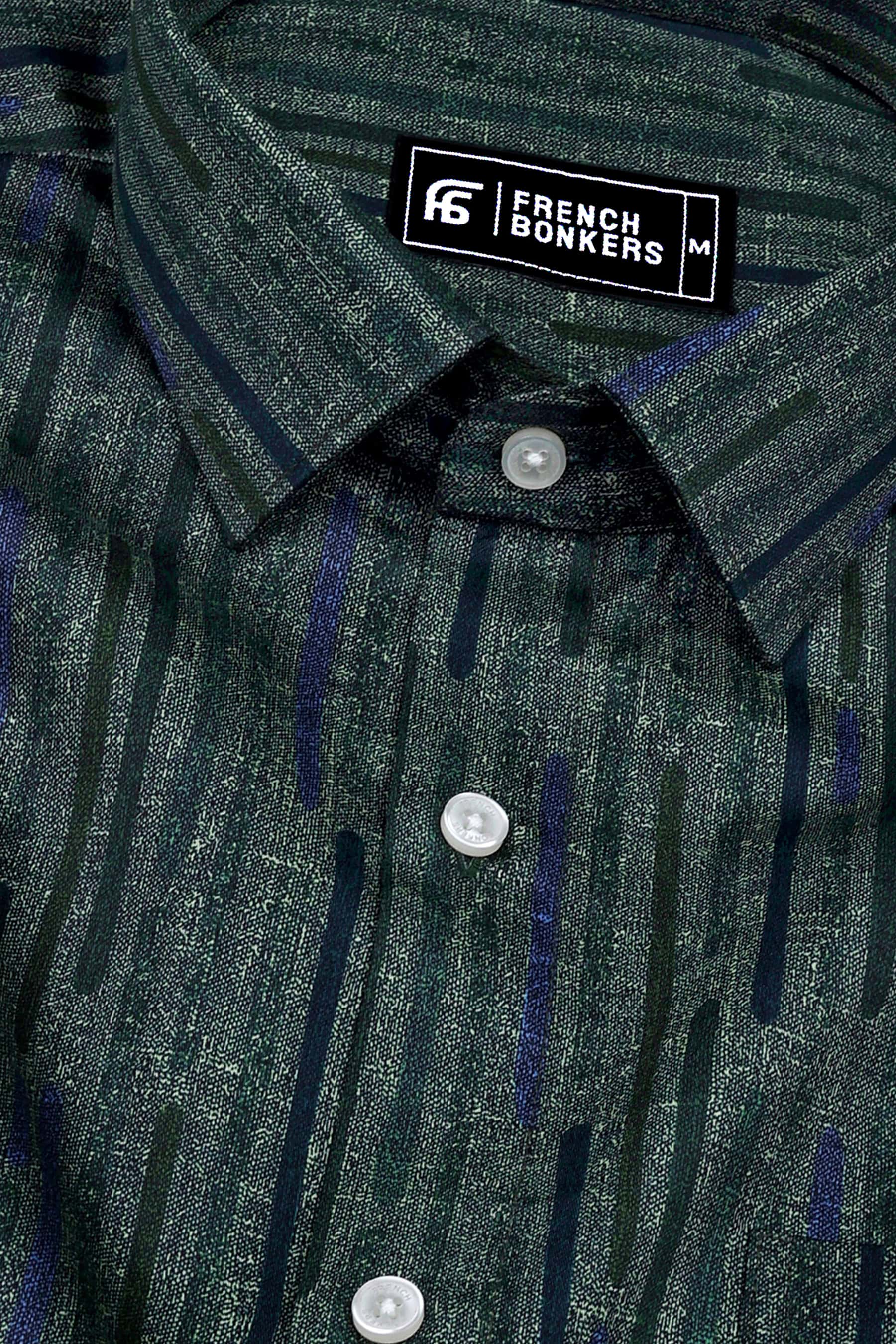 Green Stick Printed Cotton Shirt