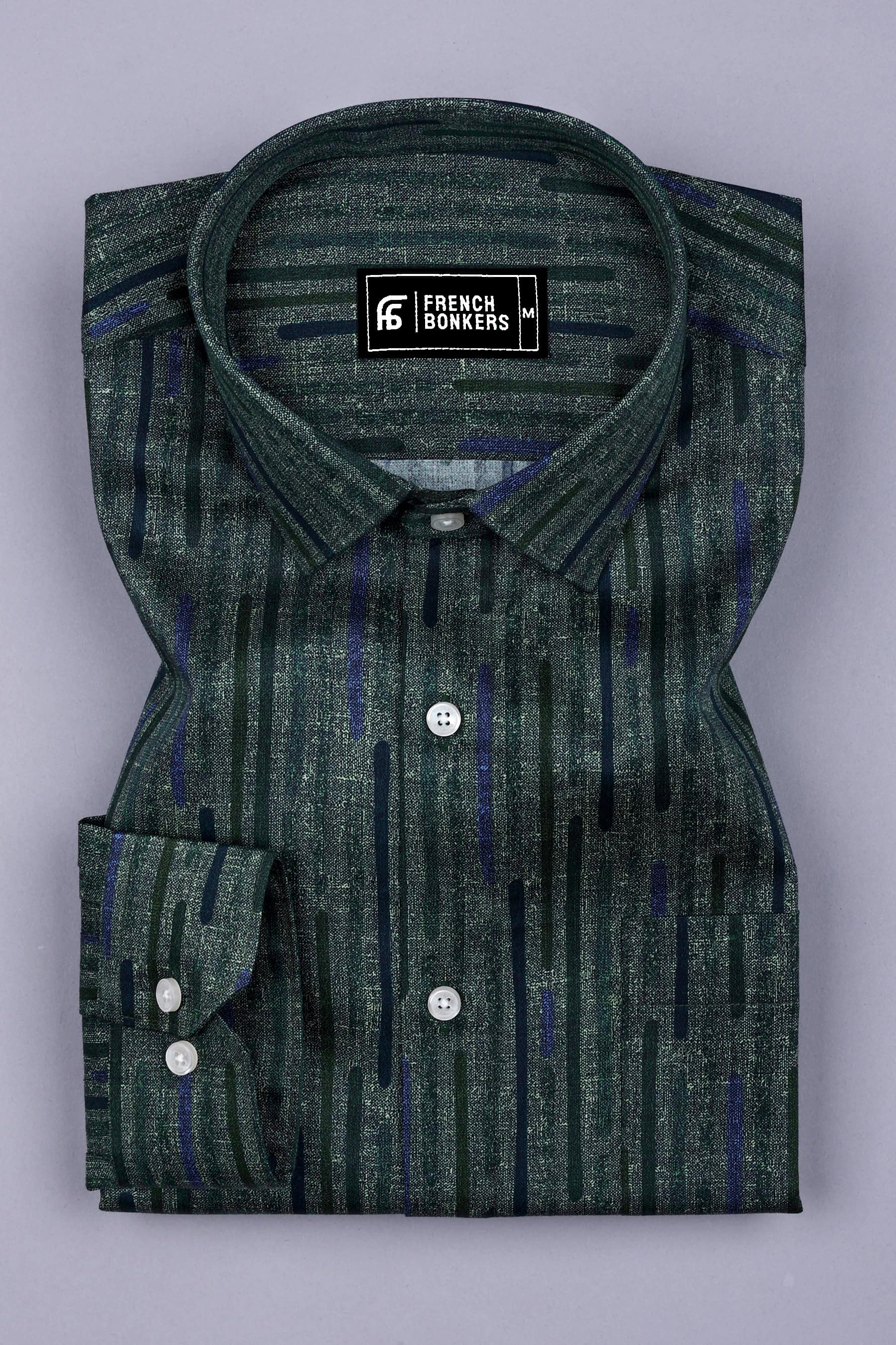 Green Stick Printed Cotton Shirt