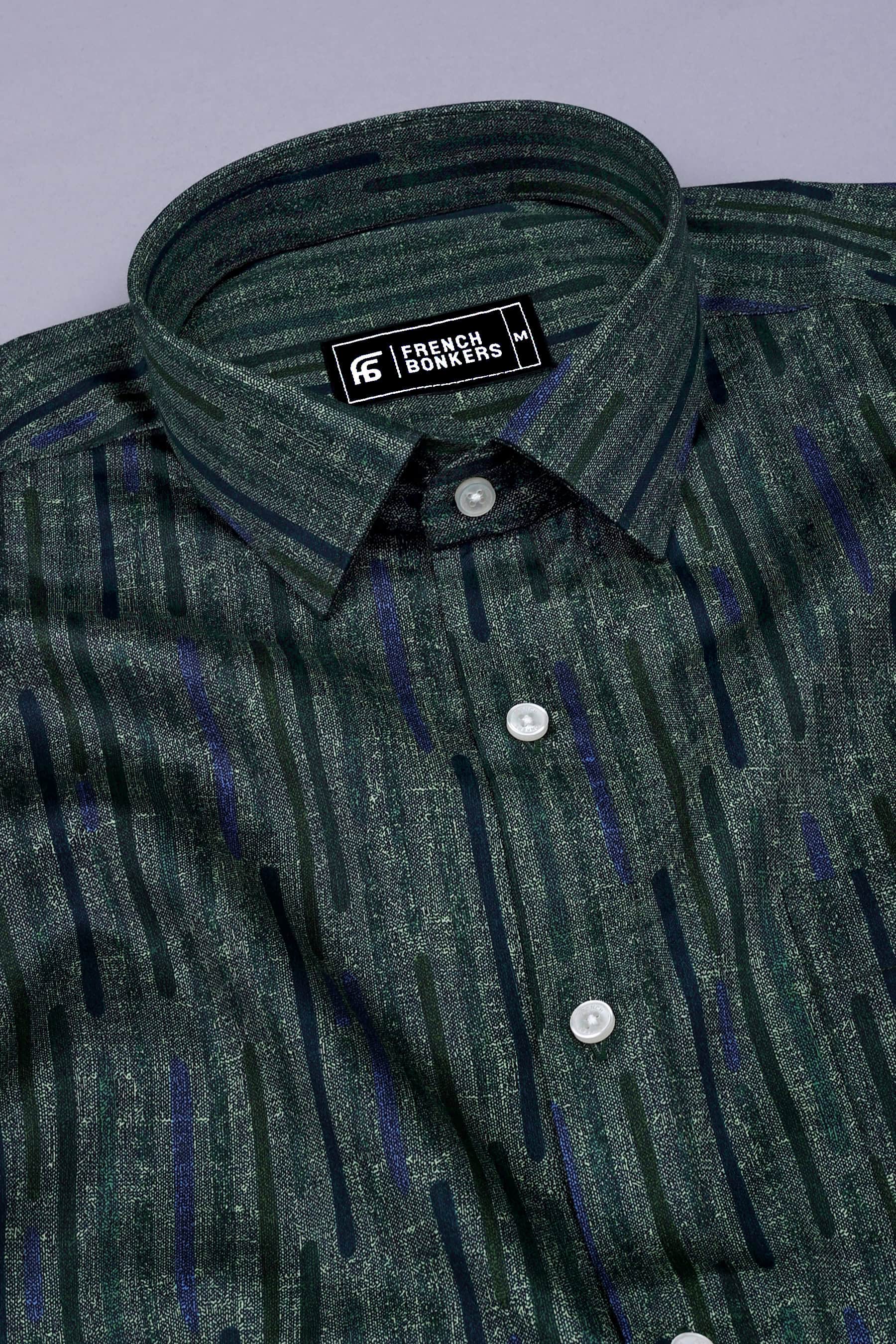 Green Stick Printed Cotton Shirt